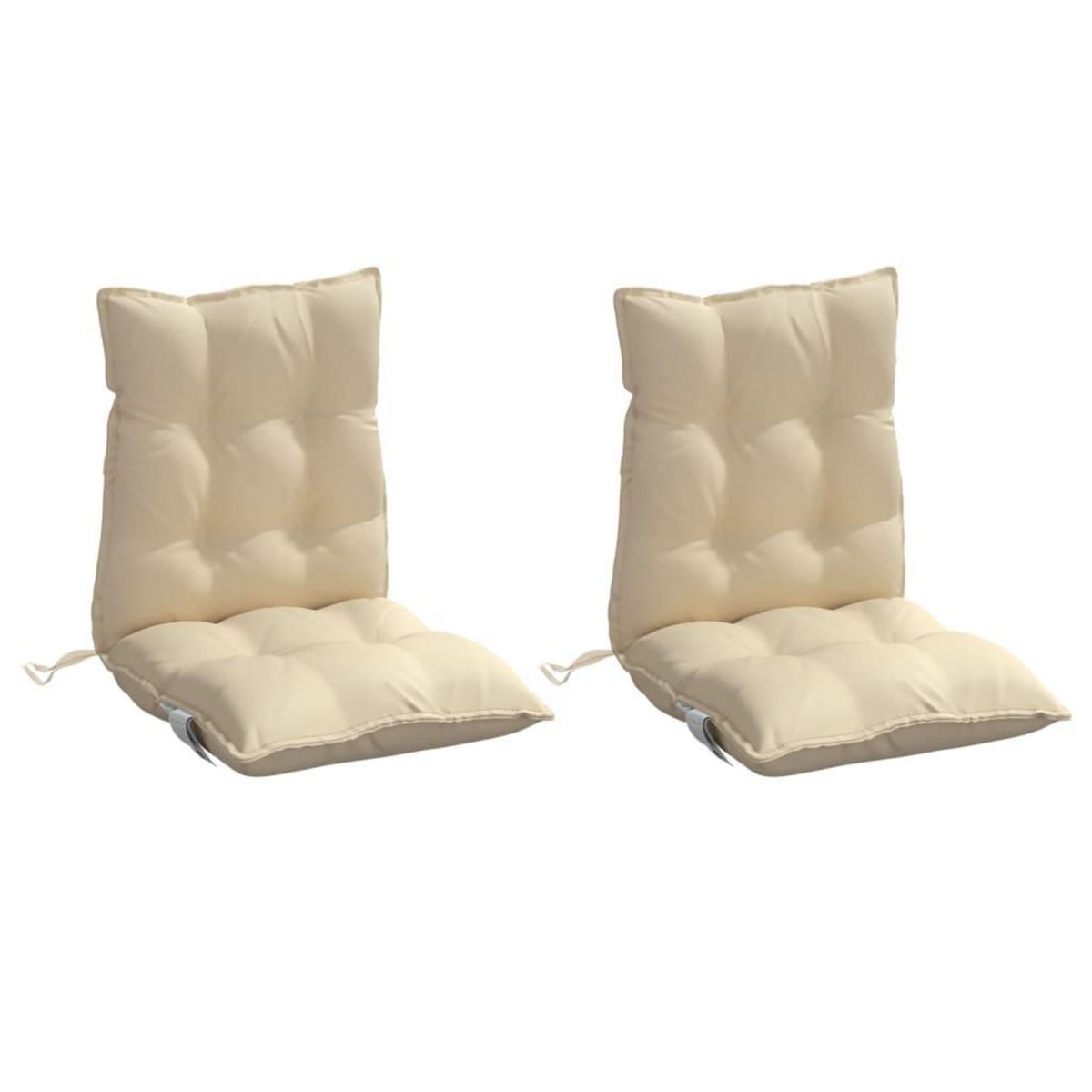 VIDAXL Coussins de chaise a dossier bas lot de 2 beige tissu oxford