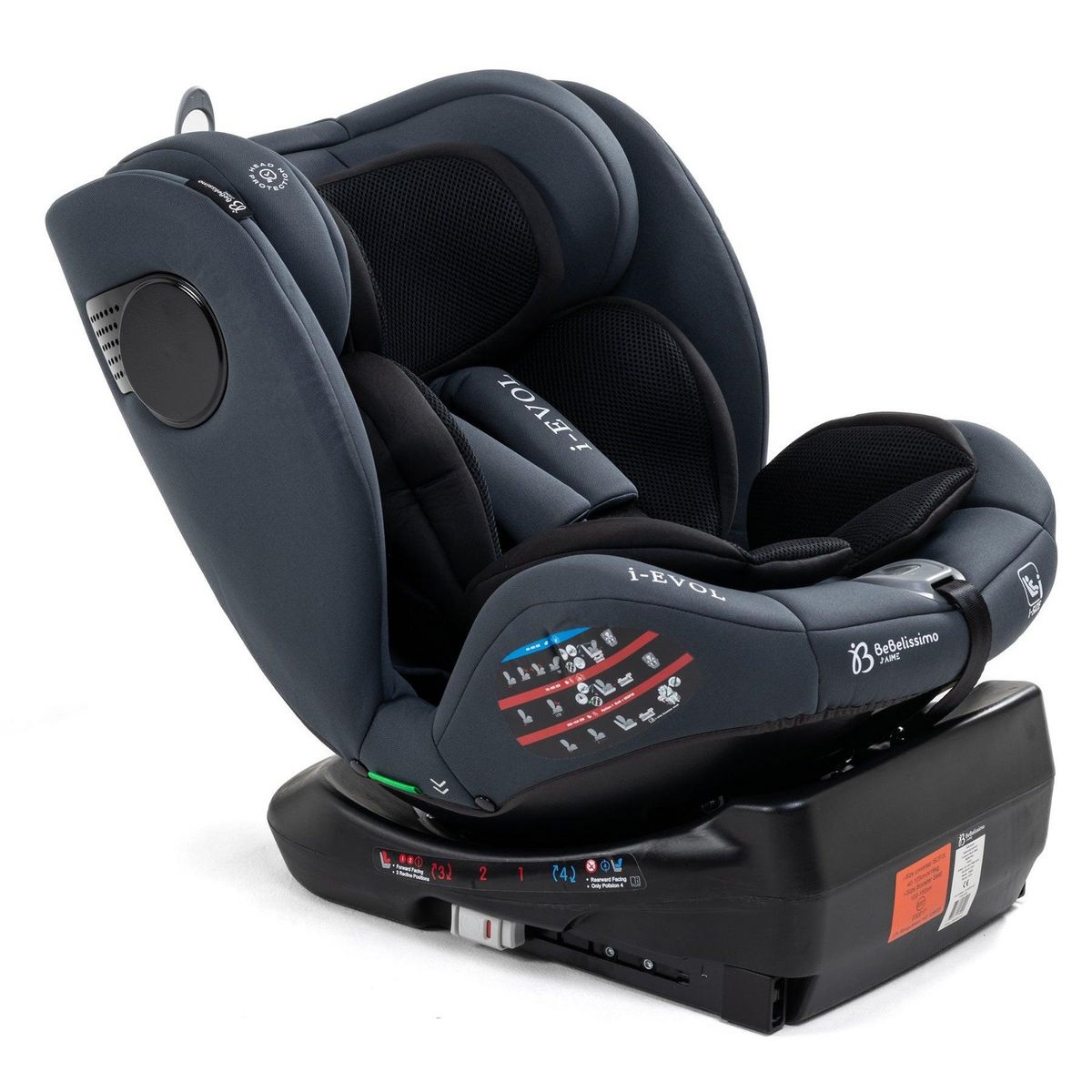 BEBELISSIMO Bebelissimo - Siège auto Isofix - pivontant 360 ° - 40-150 cm -  0-36kg  i- Evol - gris foncé