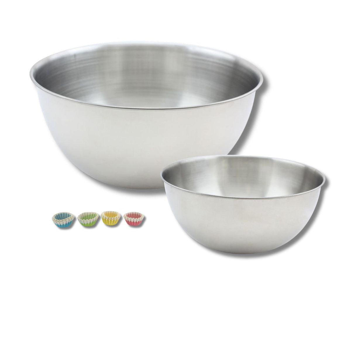 ZENKER Set comprenant 1 Lot de 100 barquettes alimentaires jetables, 1 spatule Zenker et 2 bols à mixer en inox Fackelmann