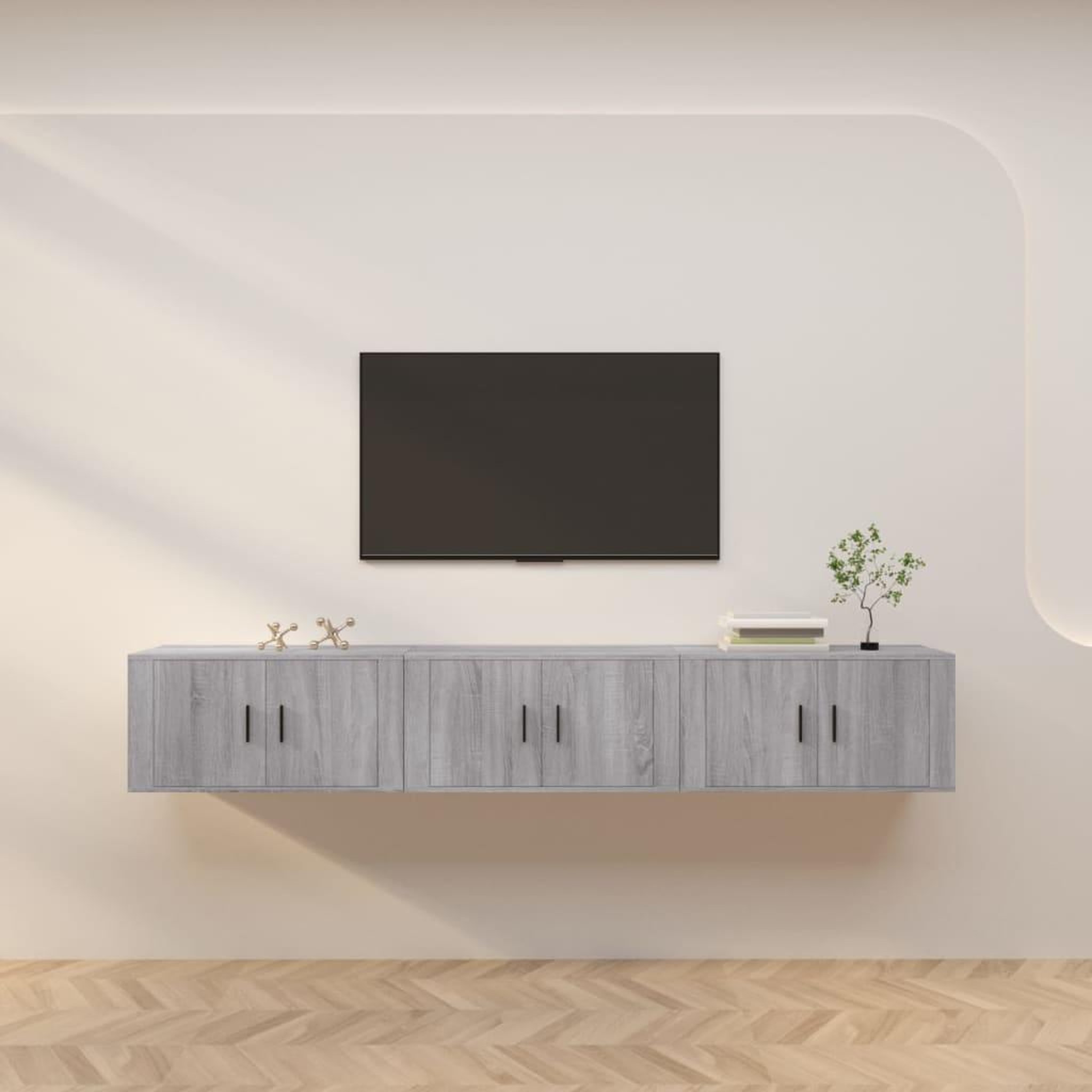 Voir la diapositive 1 : VIDAXL Meubles TV muraux 3 pcs sonoma gris 80x34,5x40 cm