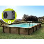 Habitat et Jardin Piscine bois en kit rectangle   Tampa 145   - 7.20 x 4.20 x 1.44 +  Pompe à chaleur - Puissance 6.1 kW