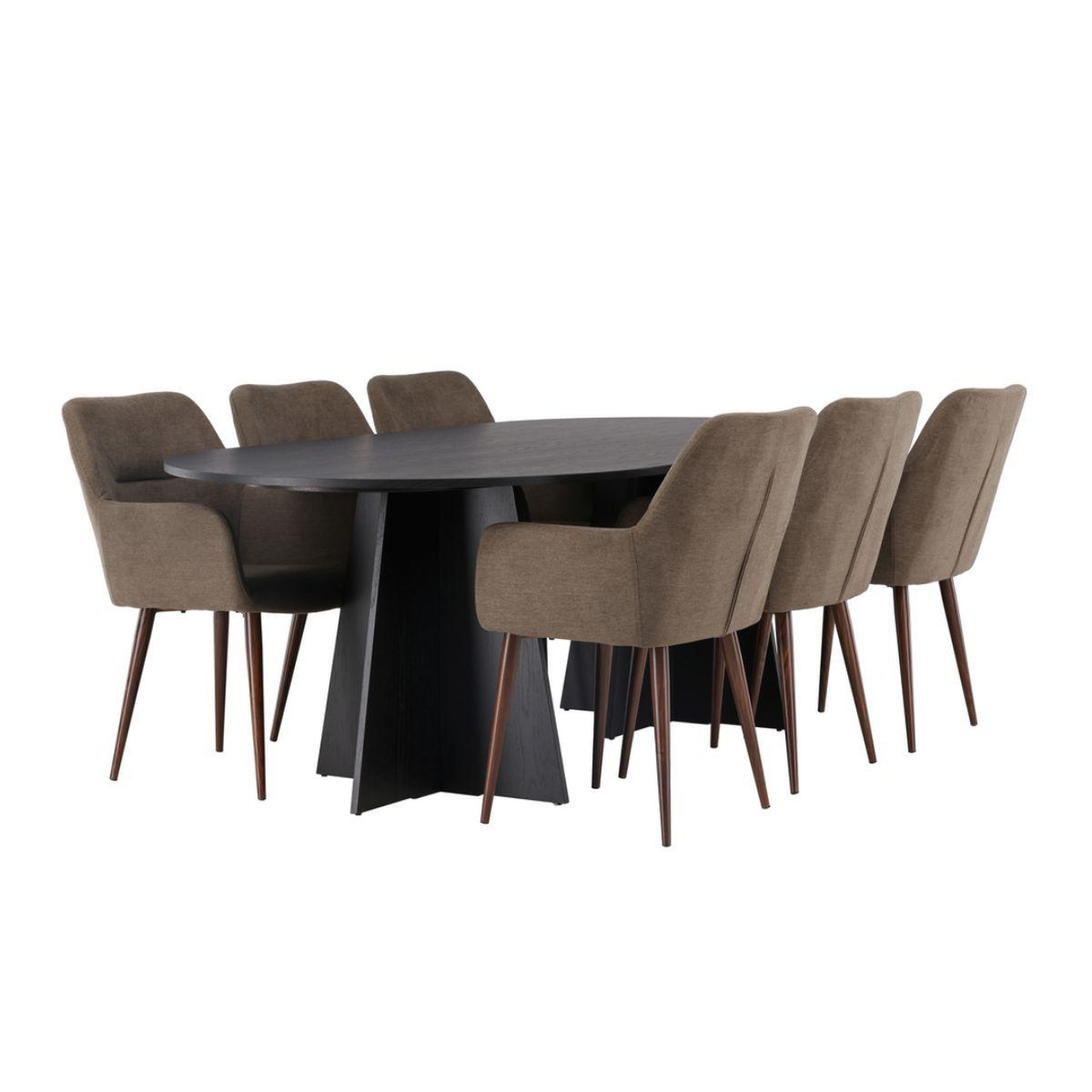 Paris Prix Ensemble table à manger & 6 chaises  bootcut & tomorrow  230cm marron & noir