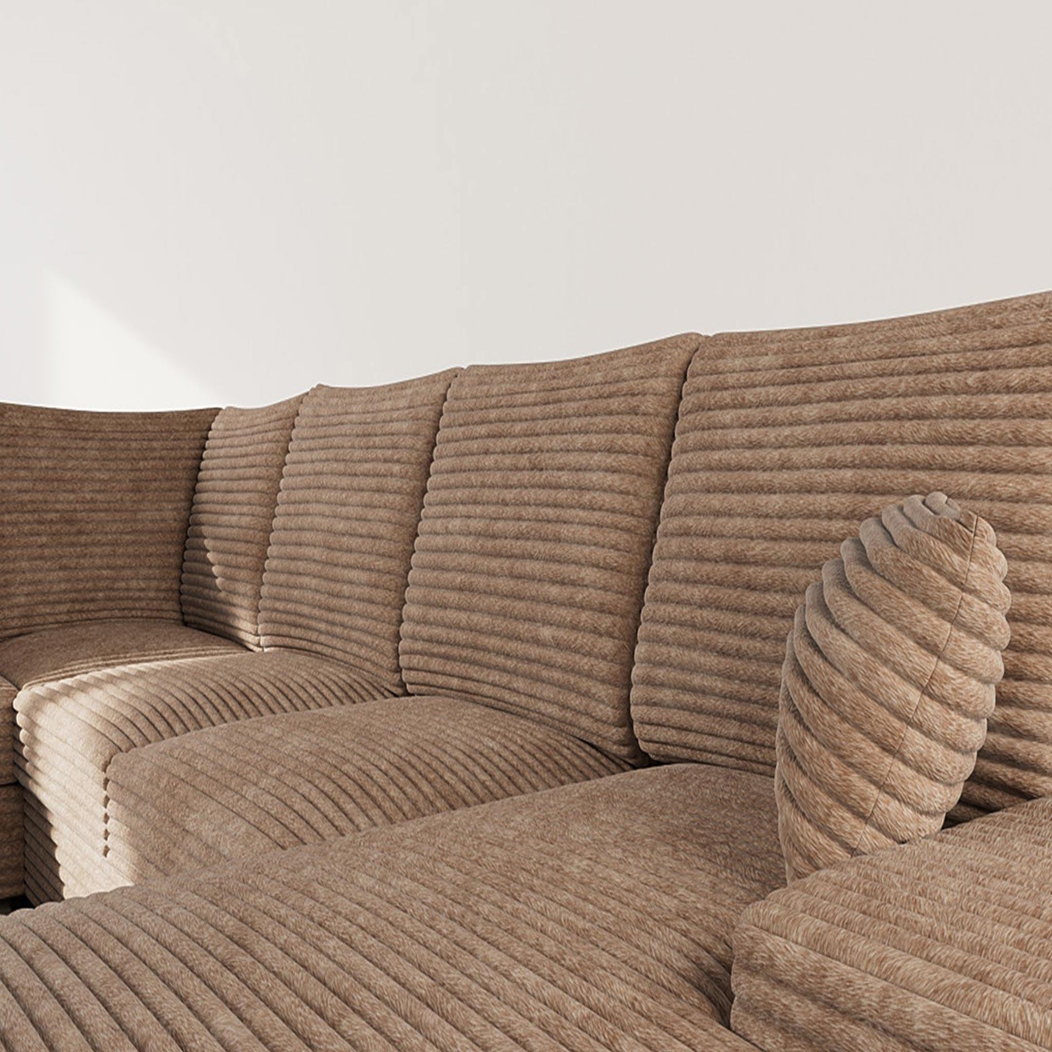 Voir la diapositive 4 : BEST MOBILIER Lorie - canapé panoramique d'angle gauche 7 places convertible en velours côtelé grosse côte avec coffre