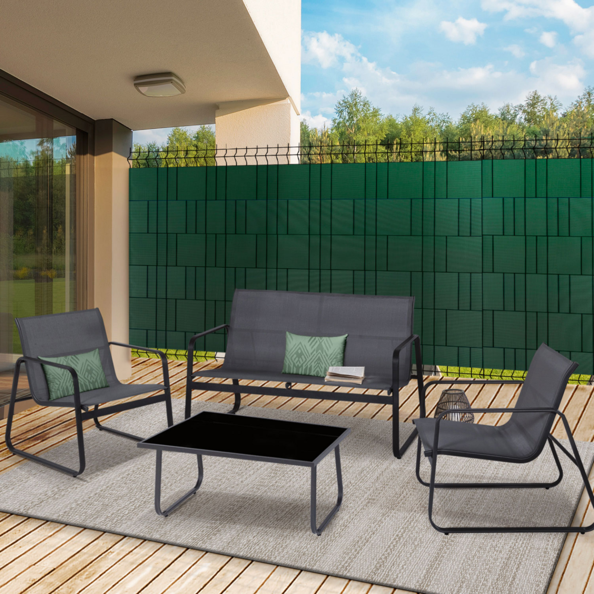 ID MARKET Kit de lamelles occultantes PVC souples vertes horizontales 35 M