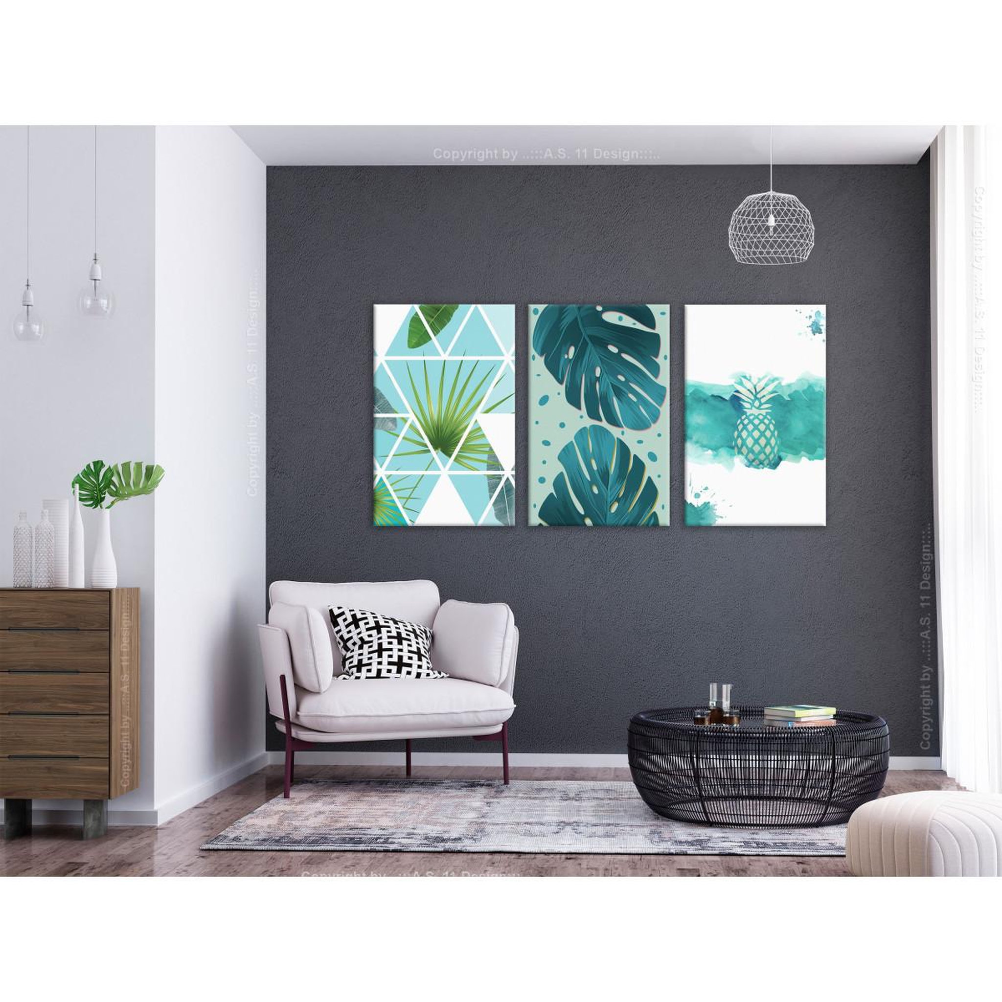 Voir la diapositive 2 : Paris Prix Tableau imprimé  turquoise tones 3 panneaux  60x120cm
