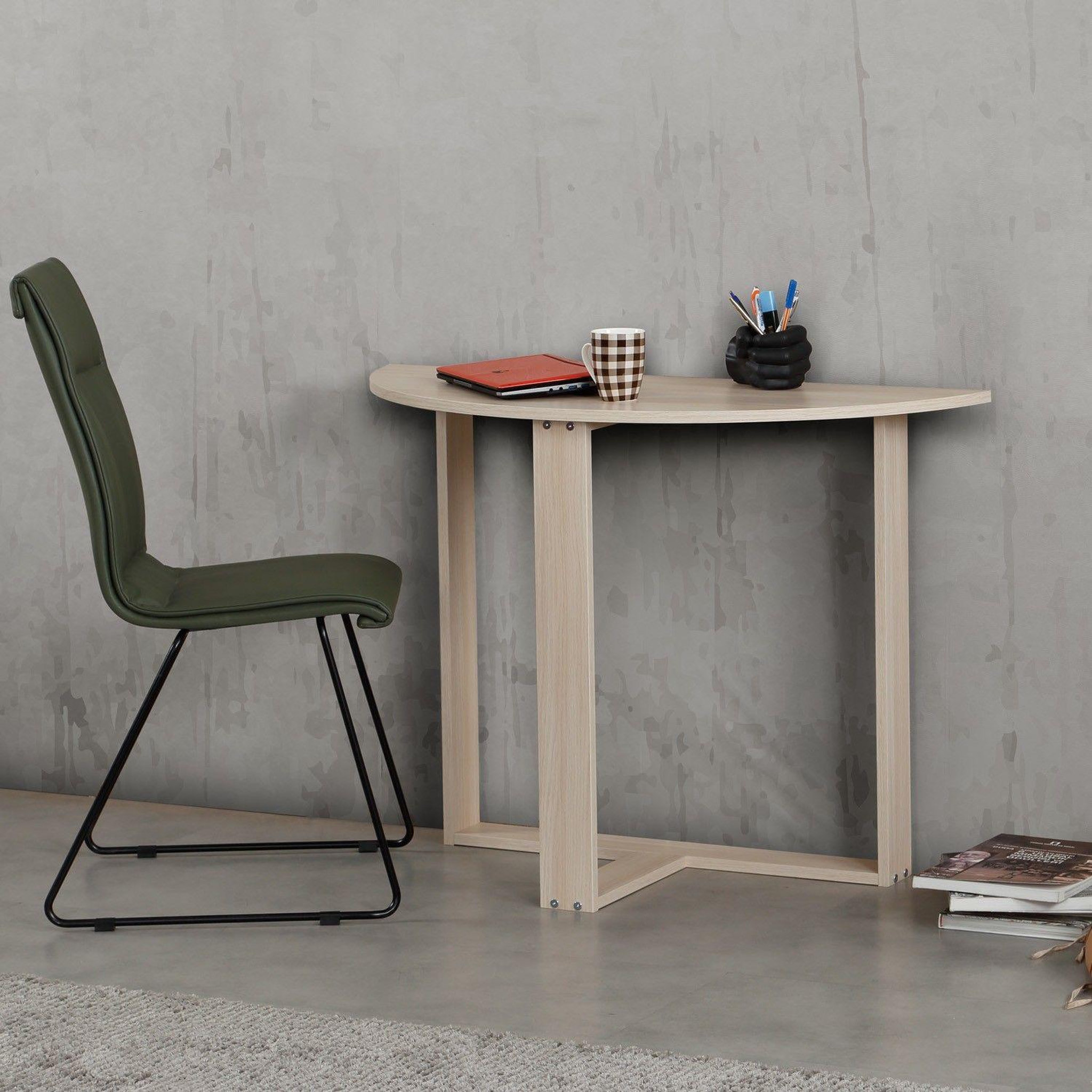 Voir la diapositive 5 : TOILINUX Table console 2-en-1 forme demi-lune marbelle