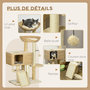 Voir la diapositive 5 : PAWHUT Arbre à chat style cosy chic griffoirs sisal naturel équipement multiple peluche jacinthe d'eau beige