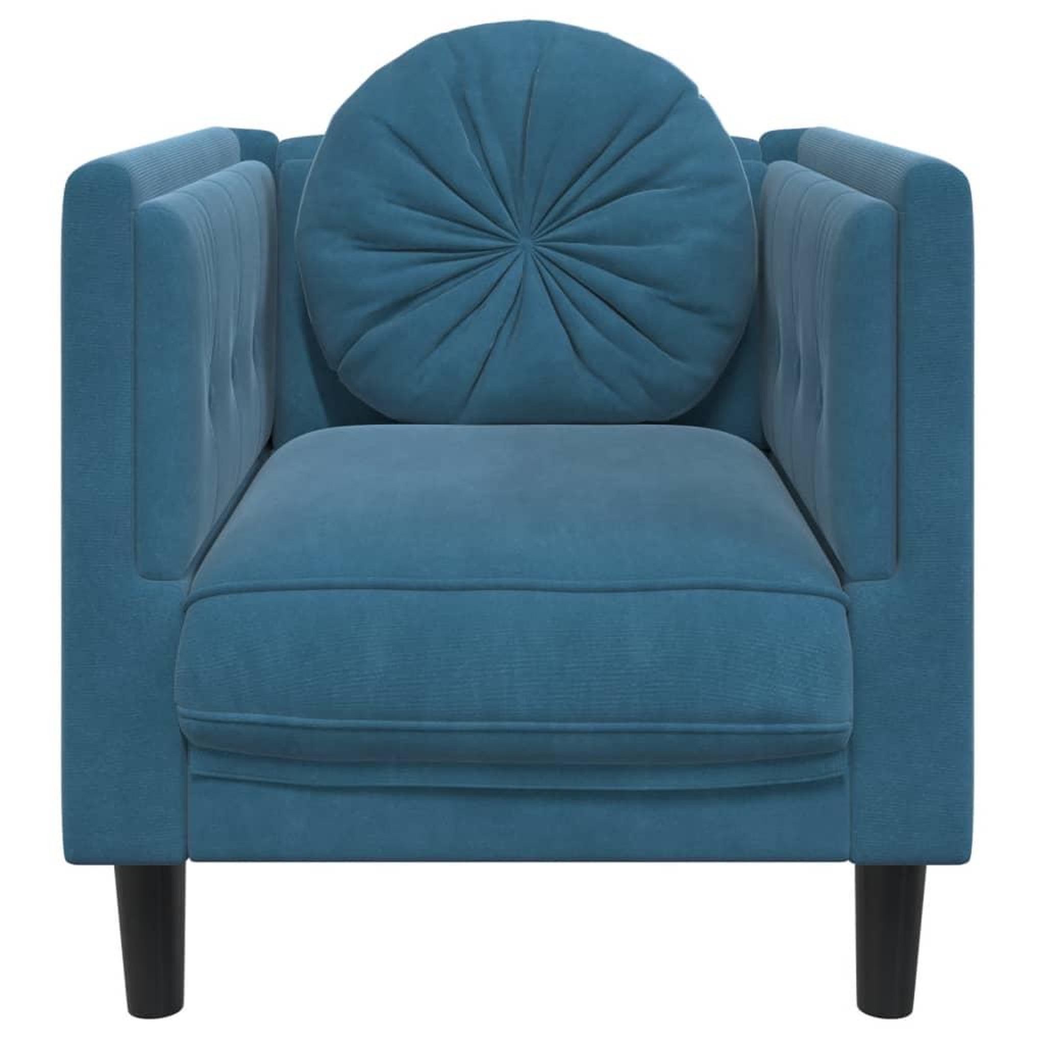 Voir la diapositive 4 : VIDAXL Fauteuil avec coussin bleu velours