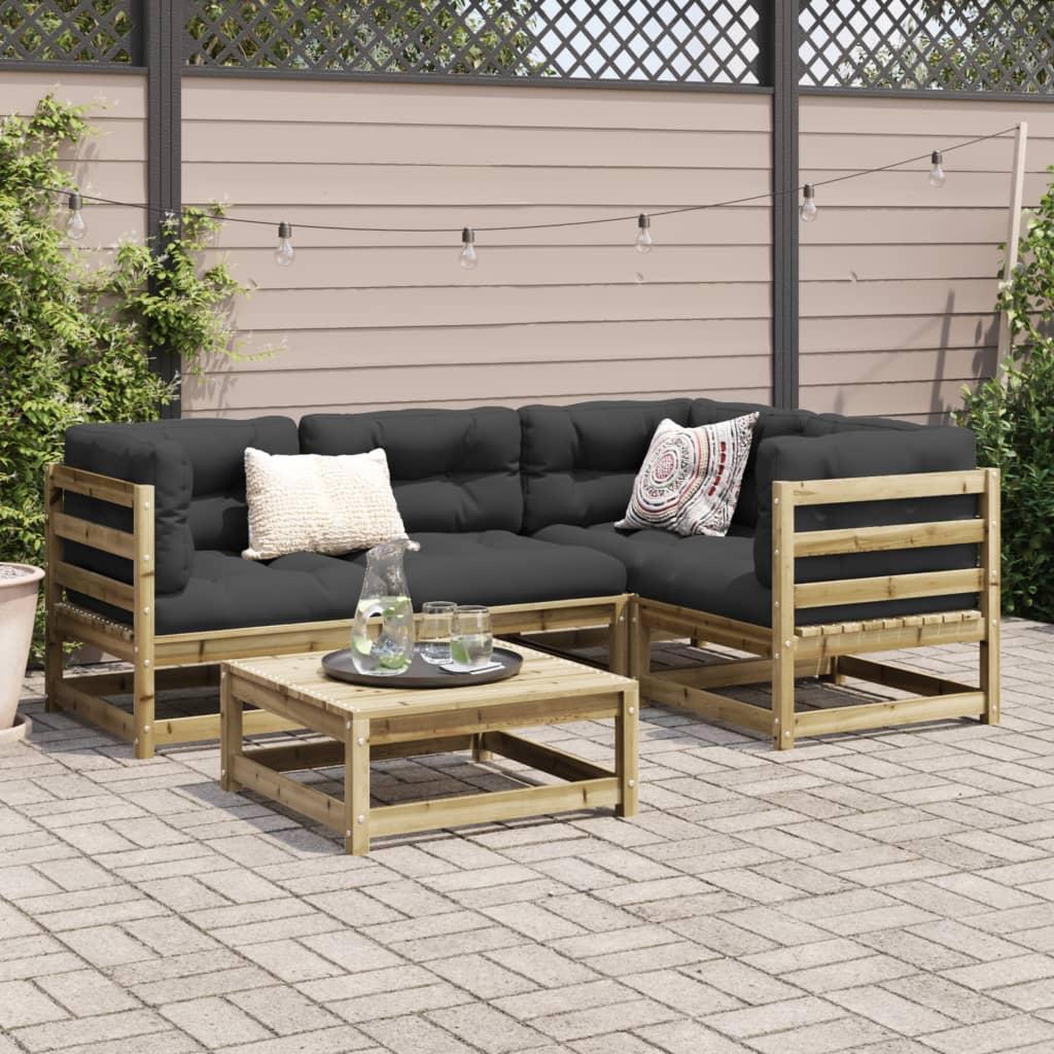 Voir la diapositive 3 : VIDAXL Salon de jardin 5 pcs bois de pin impregne