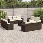 VIDAXL Salon de jardin avec coussins 13 pcs marron resine tressee