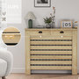 Voir la diapositive 5 : HOMCOM Couvercle de radiateur, cache radiateur, grille à lattes horizontales, avec 2 tiroirs, 111 x 19 x 95,5 cm, couleur aspect bois