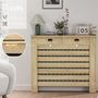 Voir la diapositive 5 : HOMCOM Couvercle de radiateur, cache radiateur, grille à lattes horizontales, avec 2 tiroirs, 111 x 19 x 95,5 cm, couleur aspect bois