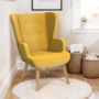Voir la diapositive 2 : ID MARKET Fauteuil scandinave SVEN grand confort en tissu jaune