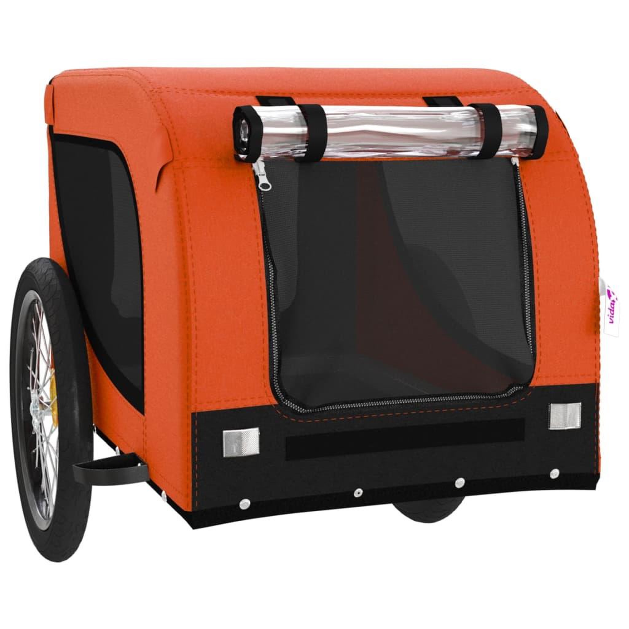 Voir la diapositive 4 : VIDAXL Remorque de velo pour animaux de compagnie orange et noir