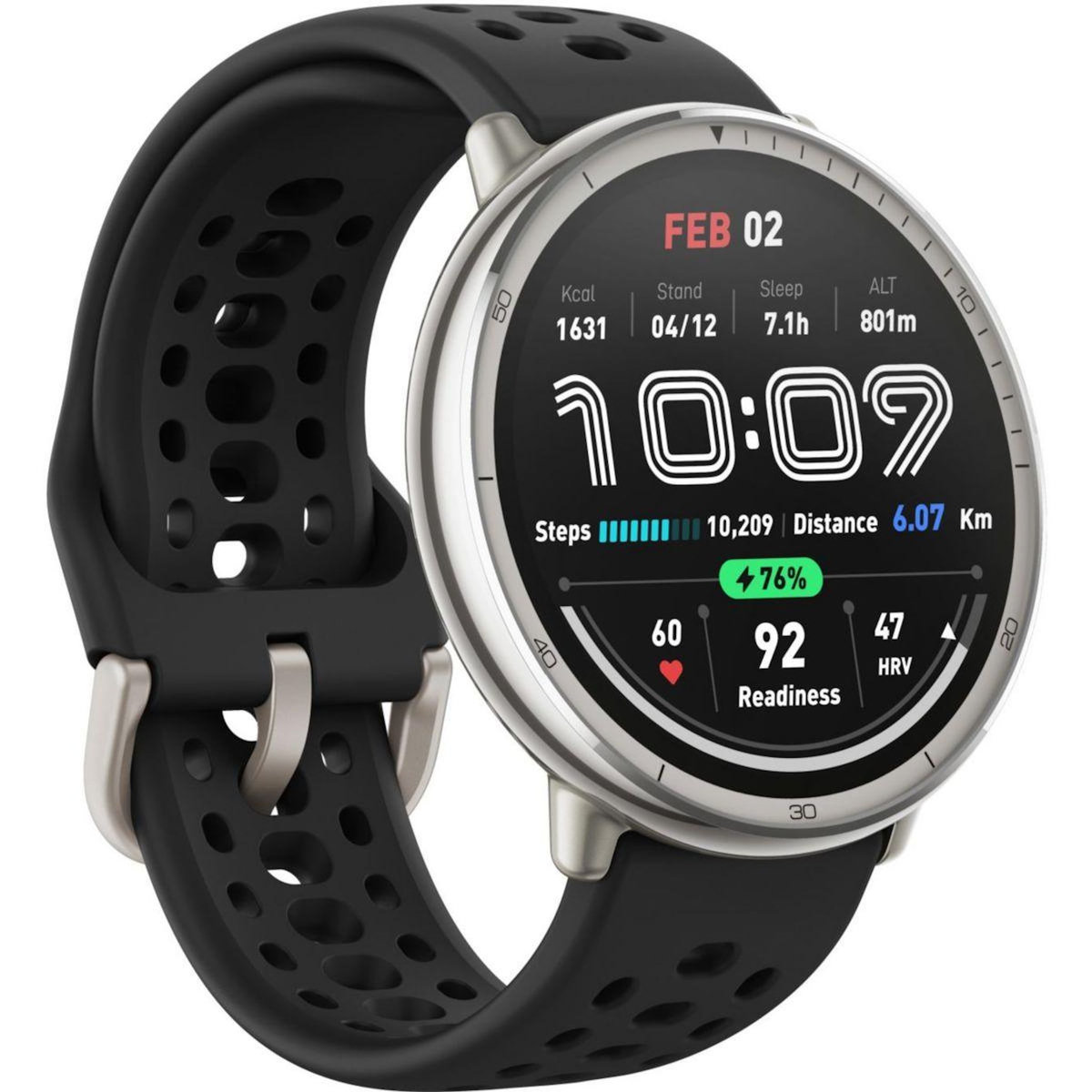 AMAZFIT Montre sport Active 2 Round Black Sport Silicone