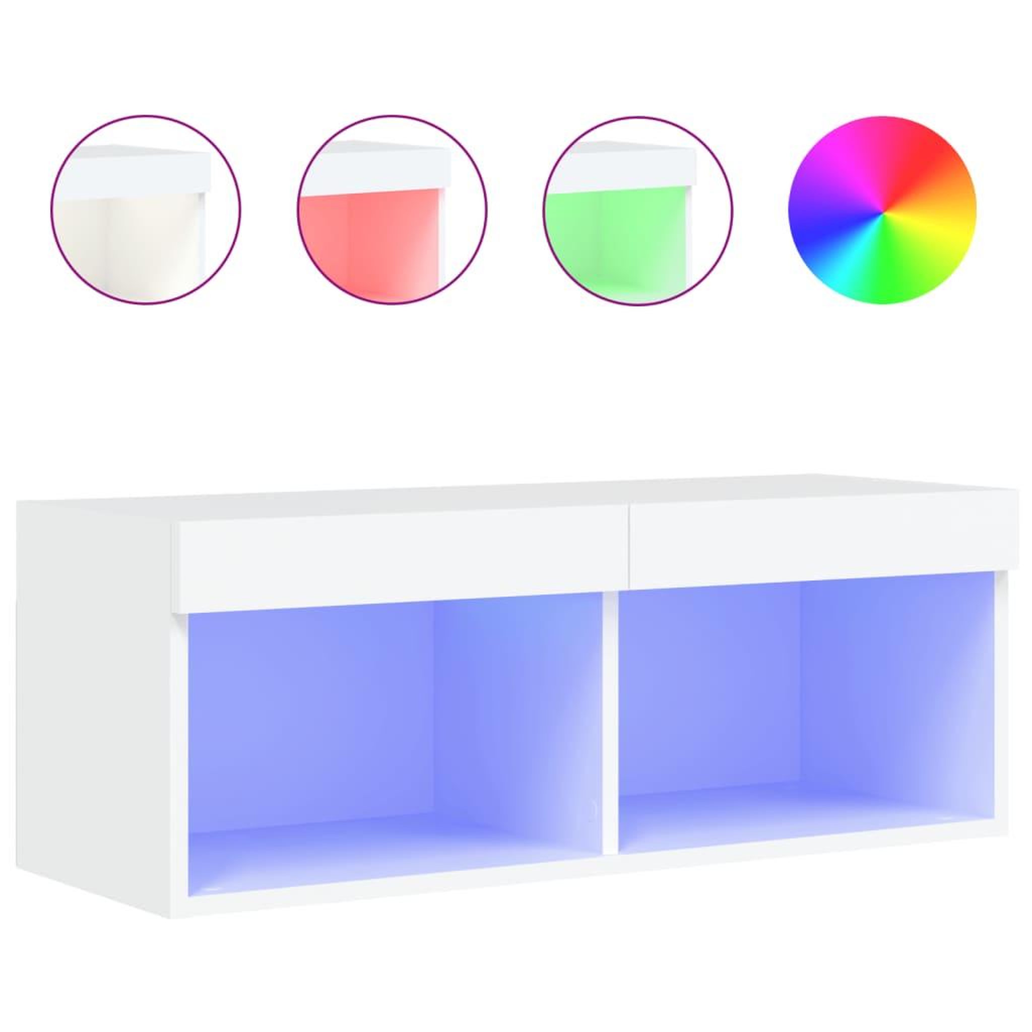 Voir la diapositive 2 : VIDAXL Meuble TV avec lumieres LED blanc 80x30x30 cm