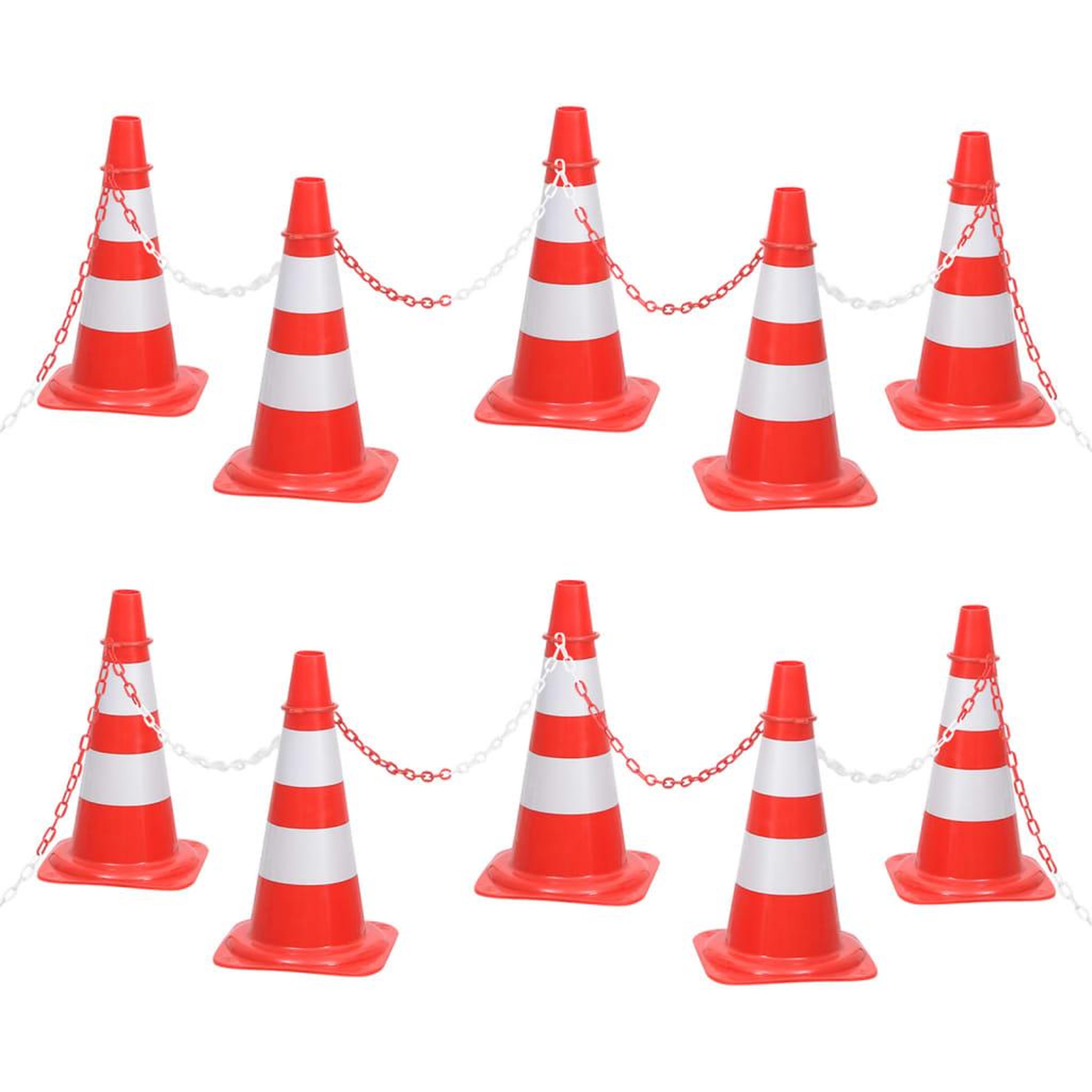 VIDAXL Ensemble de cones avec 10 m de chaîne Rouge et blanc
