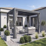 Voir la diapositive 2 : Habitat et Jardin Pergola bioclimatique avec rideau et moustiquaire  Howard  - 3 x 4 m - Gris