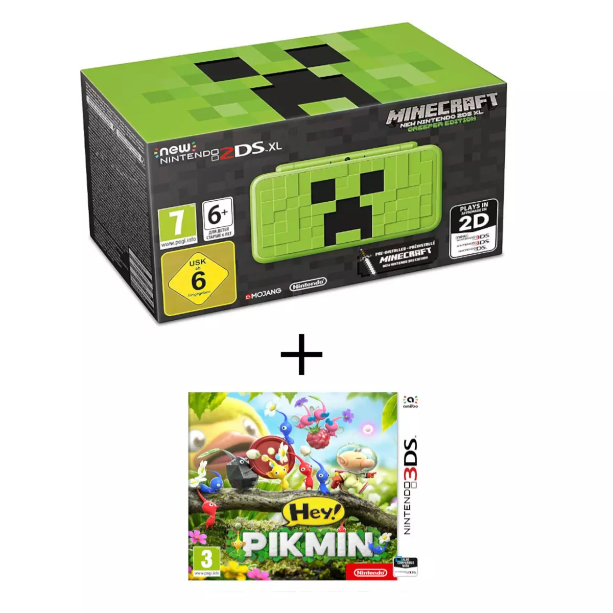 Console New 2DS XL Minecraft - Creeper Édition + Hey Pikmin 3DS