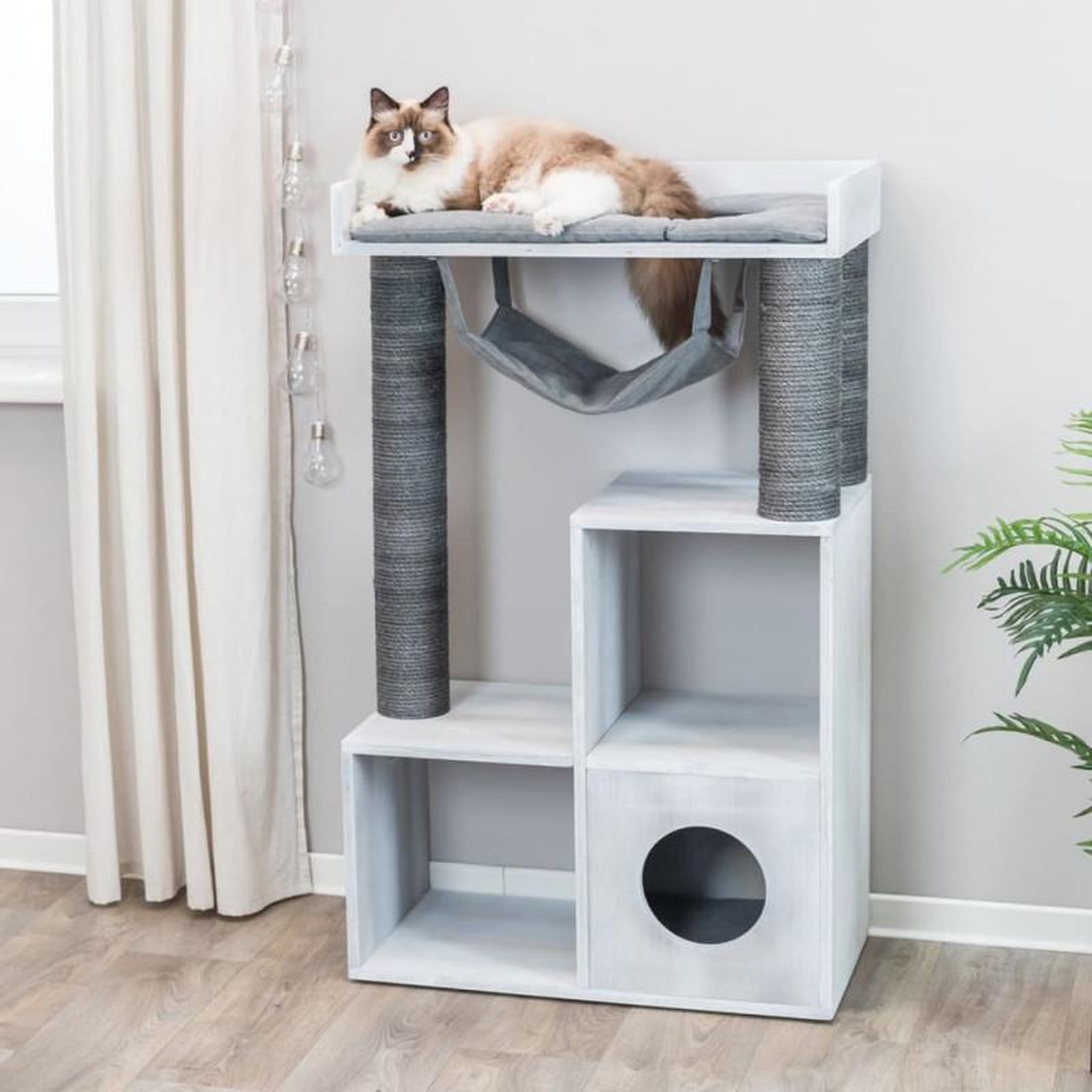 Voir la diapositive 3 : Trixie TRIXIE Griffoir pour chat avec fonction d étagère 72x38x110 cm Gris