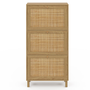 Voir la diapositive 3 : ID MARKET Meuble à chaussures 18 paires vintage HANAE 3 portes effet naturel cannage