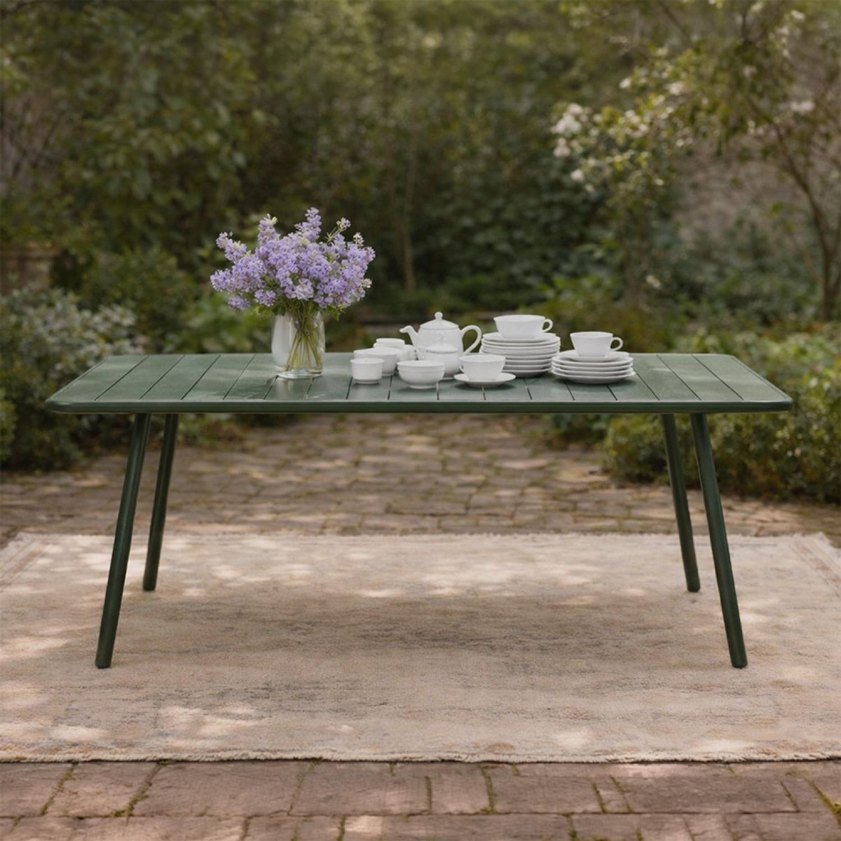 CONCEPT USINE Table de jardin 8-10 places 200cm verte BERGAME