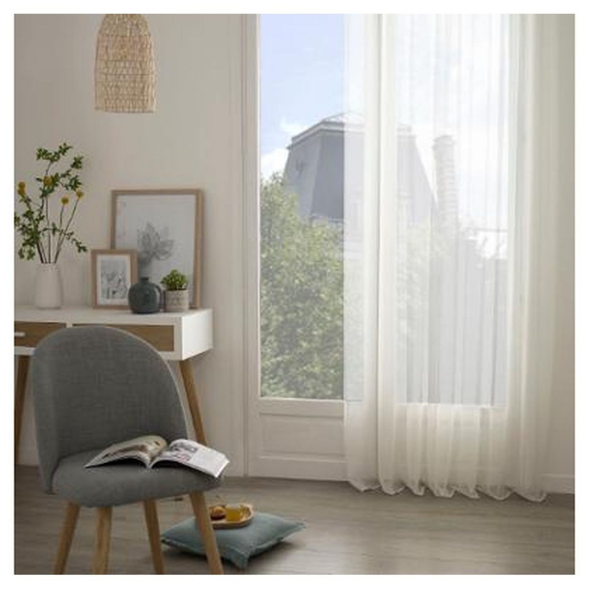 Voilage fin uni à &oelig;illets MOLY