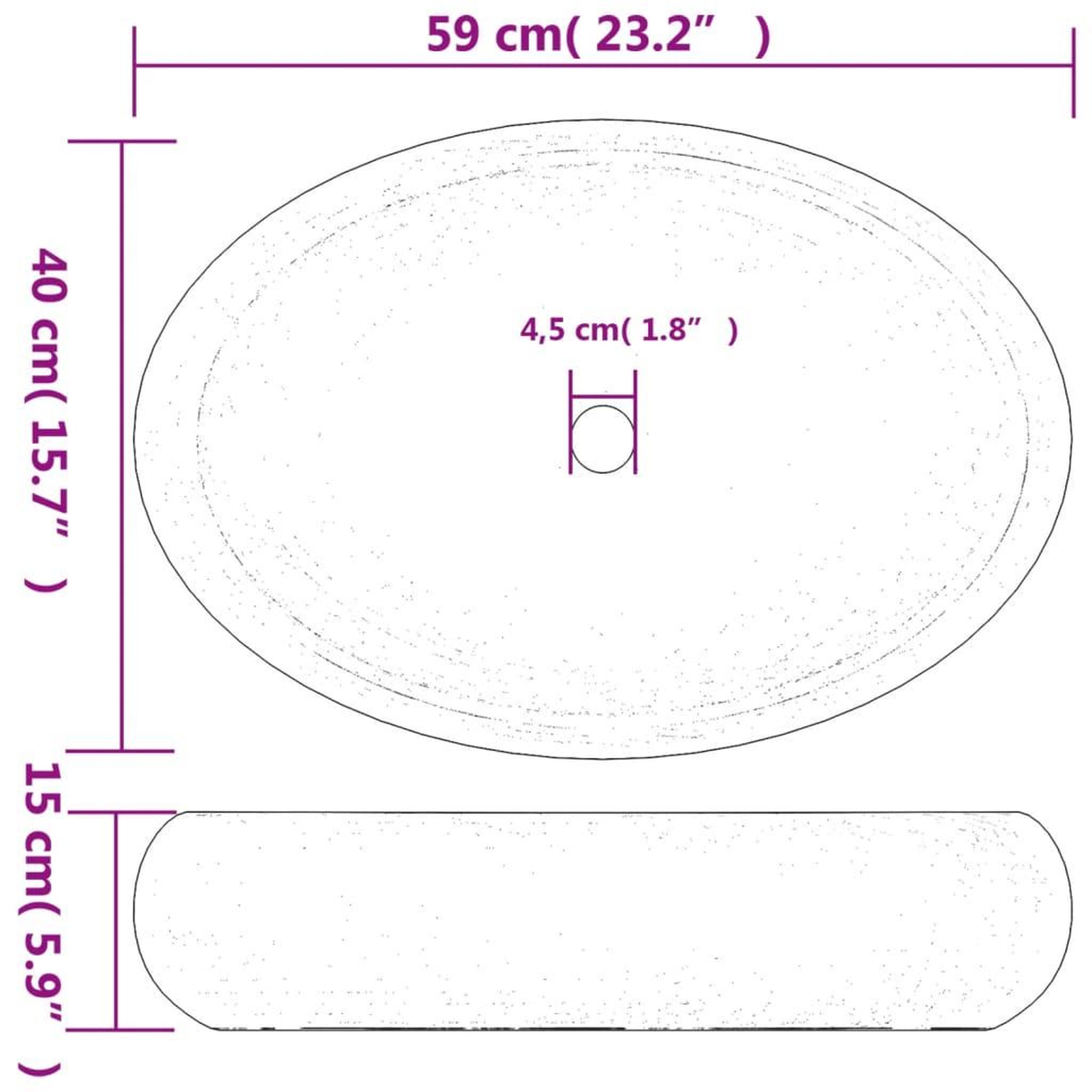 Voir la diapositive 6 : VIDAXL Vasque a poser blanc ovale 59x40x15 cm ceramique