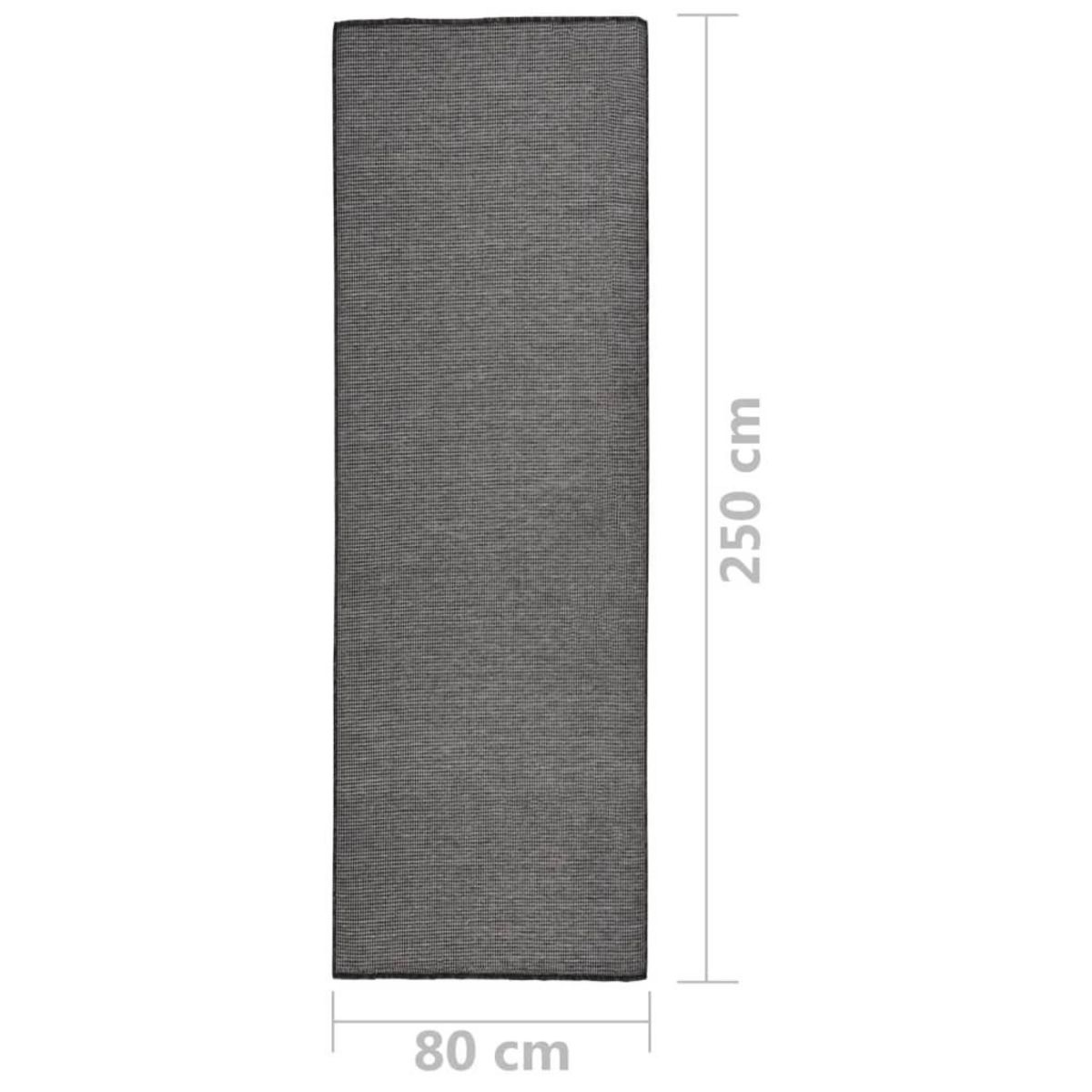 VIDAXL Tapis a tissage plat d'exterieur 80x250 cm Gris