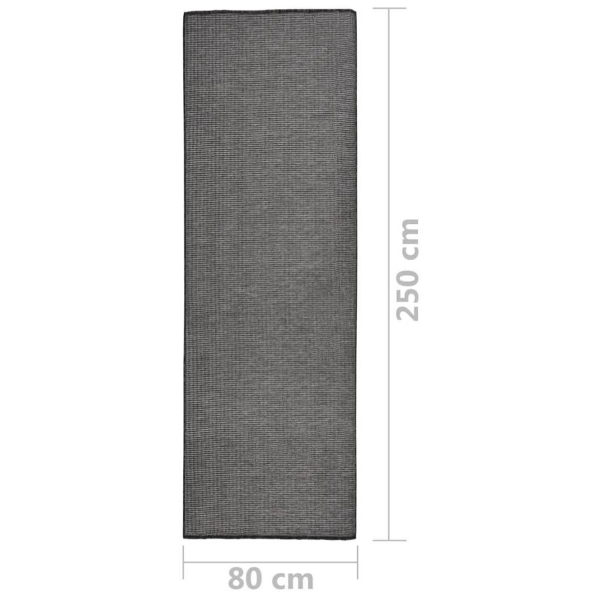 VIDAXL Tapis a tissage plat d'exterieur 80x250 cm Gris
