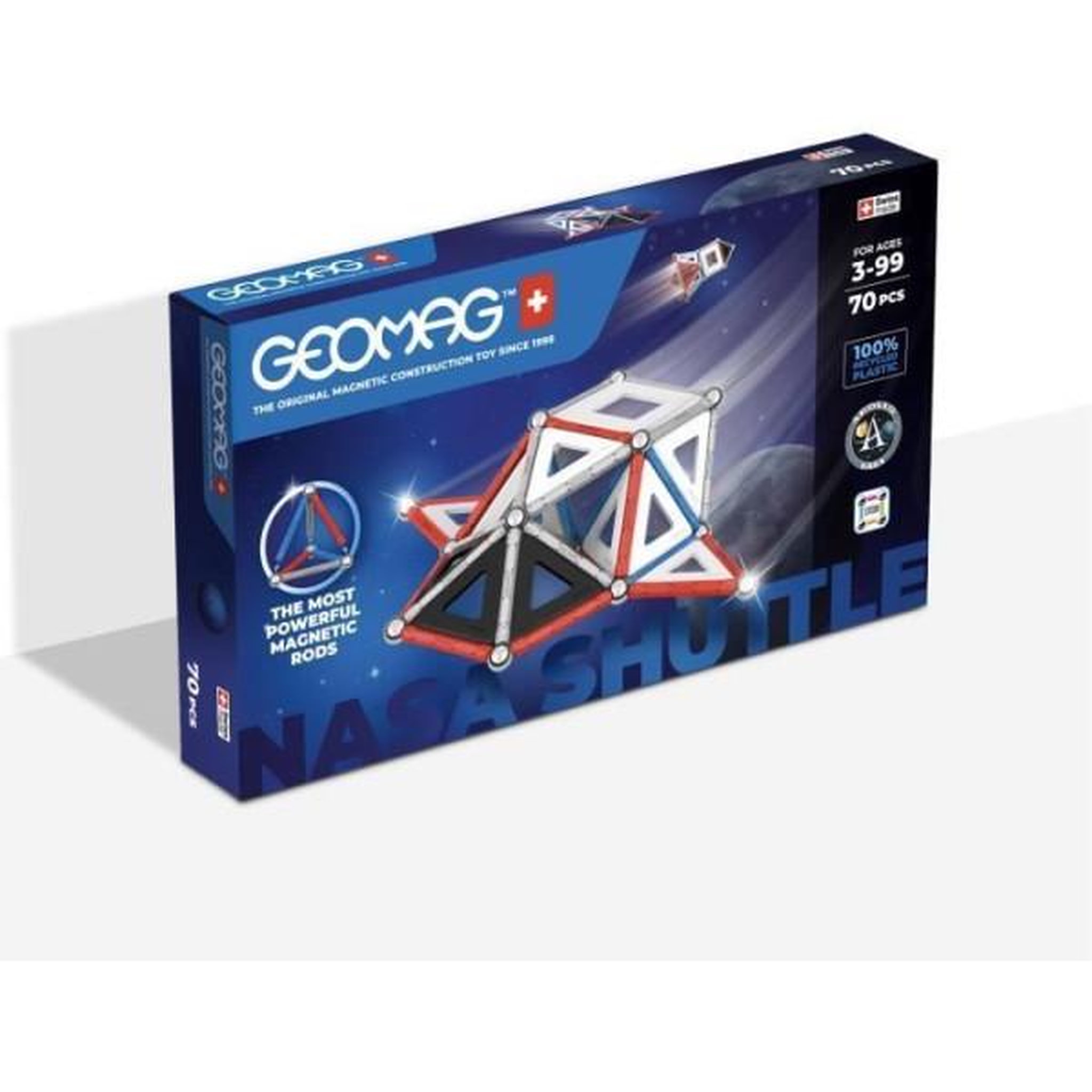 Geomag Jeu de construction magnétique - GEOMAG - Classic Panels - Navette NASA - 70 pieces - Magnétique - Des 3 ans