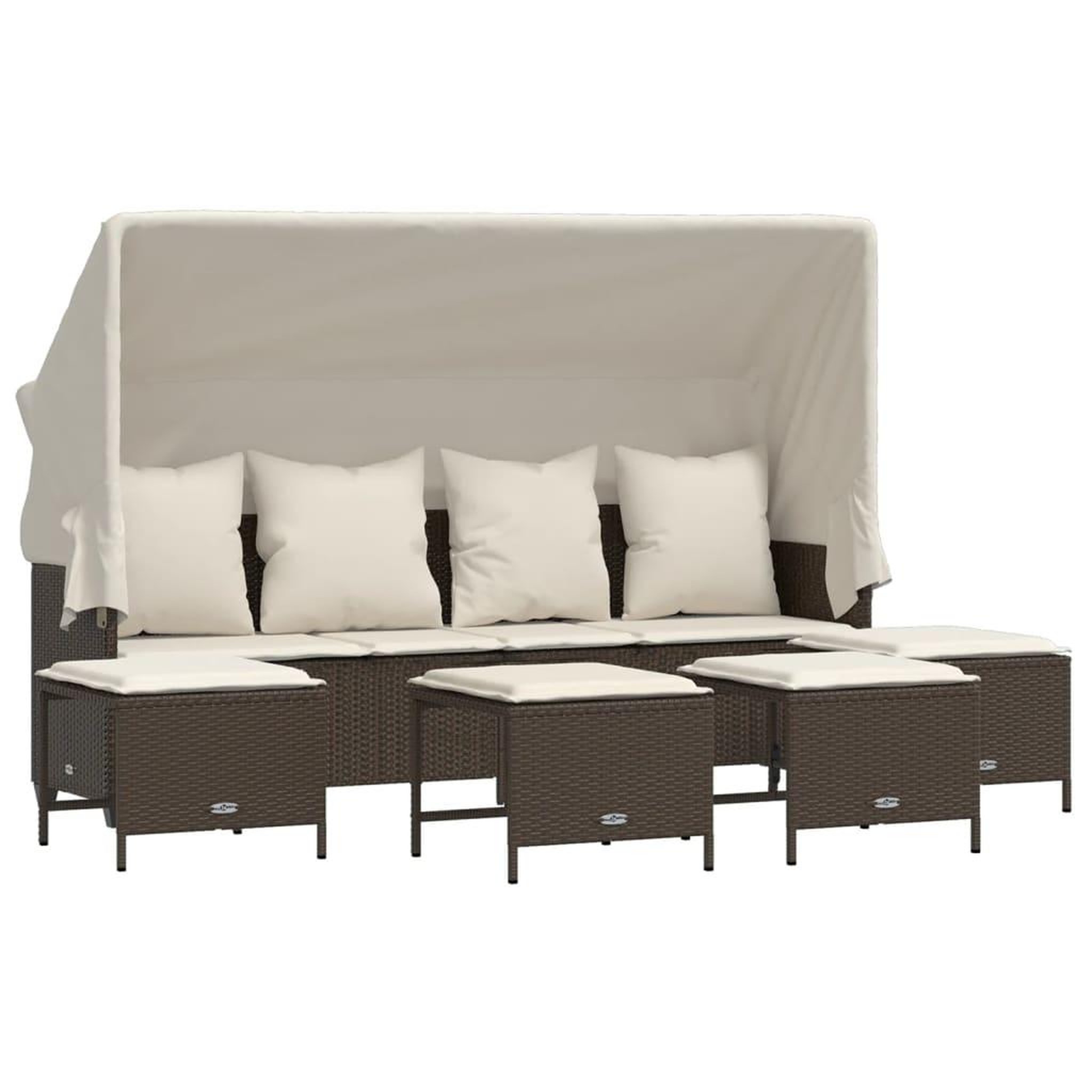 Voir la diapositive 2 : VIDAXL Salon de jardin avec coussins 5 pcs marron resine tressee
