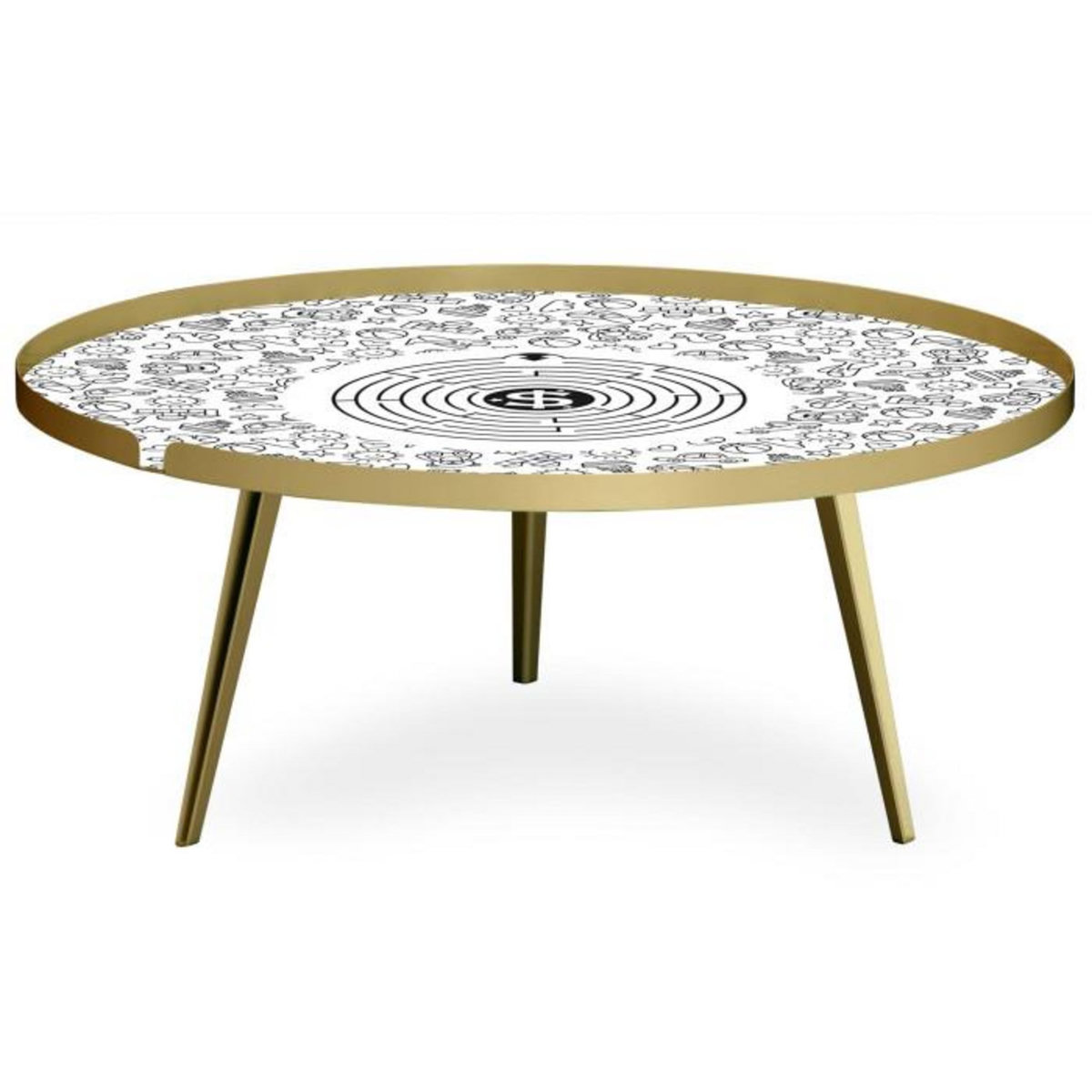 Paris Prix Table Basse à Rebord 2 Covers  Kid  90cm Or