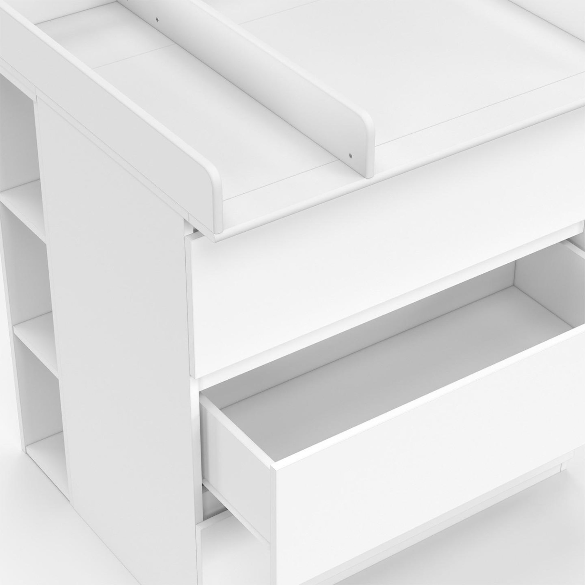 Voir la diapositive 6 : ID MARKET Commode à langer évolutive ambre blanc 3 tiroirs table à langer et 2 étagères amovibles