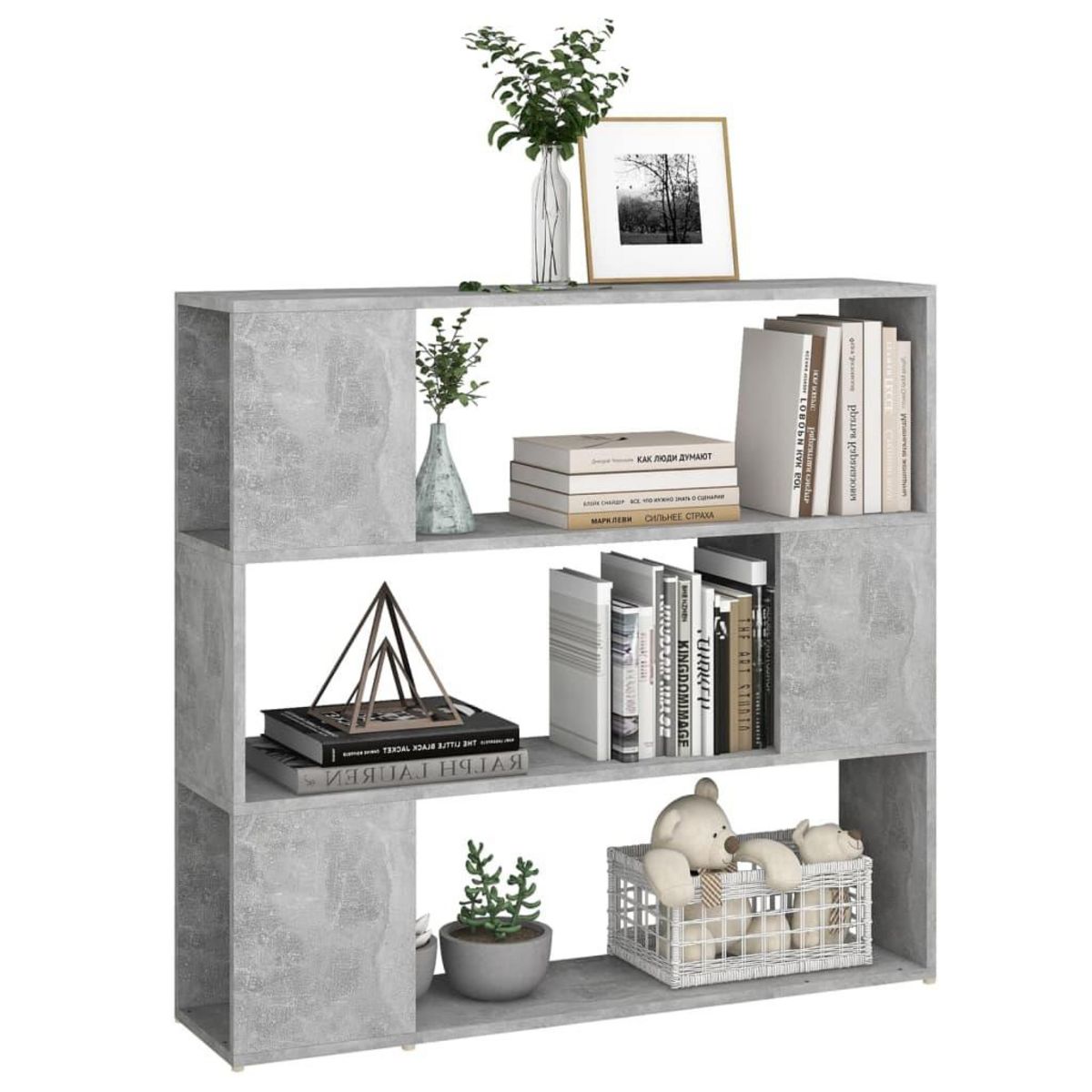 VIDAXL Bibliotheque/Separateur de piece Gris beton 100x24x94 cm