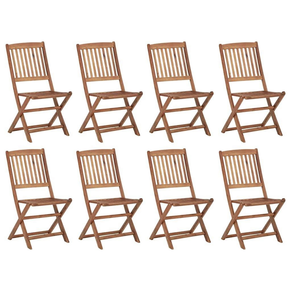 VIDAXL Chaises pliables d'exterieur et coussins lot de 8 Bois d'acacia