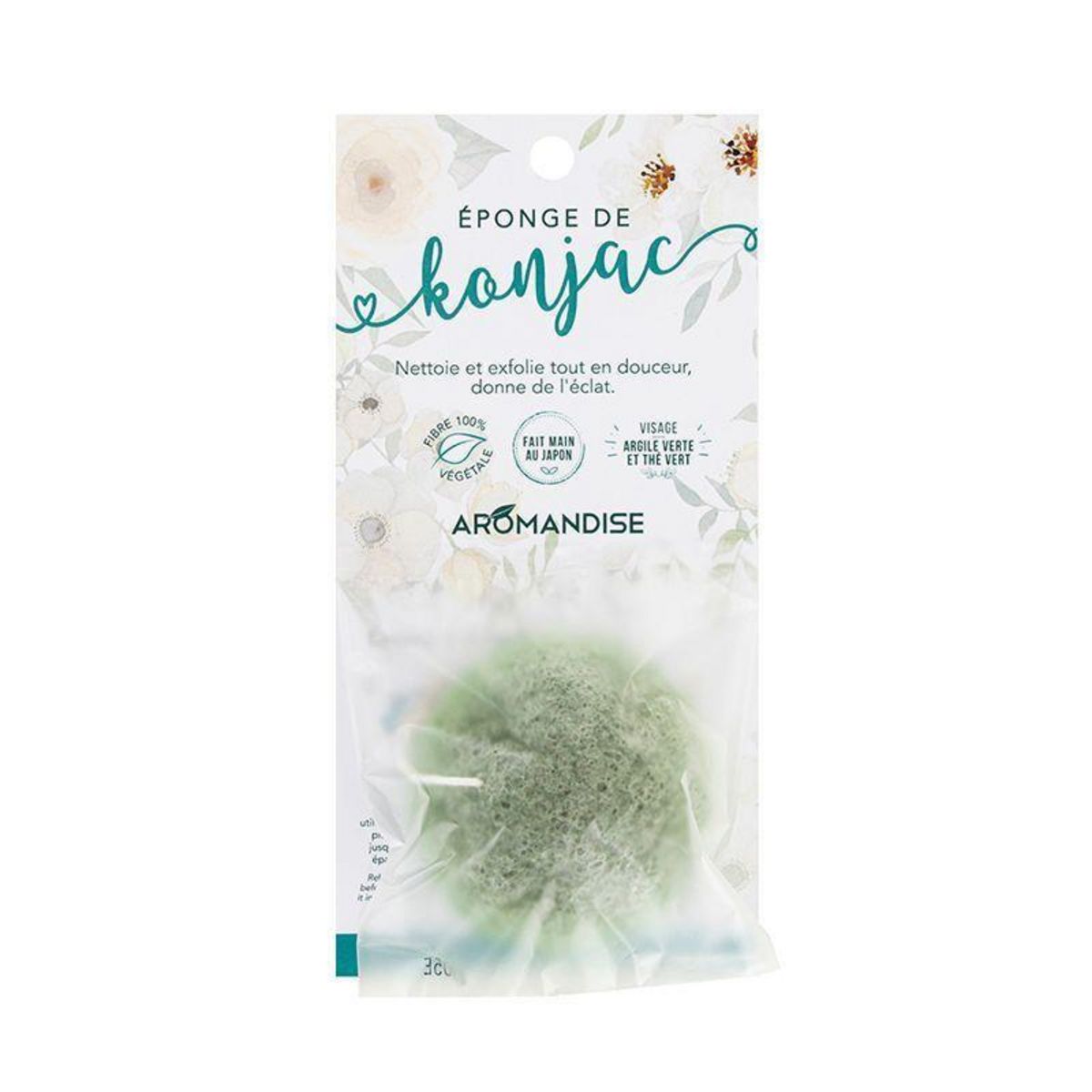 Aromandise Trio d'éponges Konjac Nature, à l'argile verte et charbon