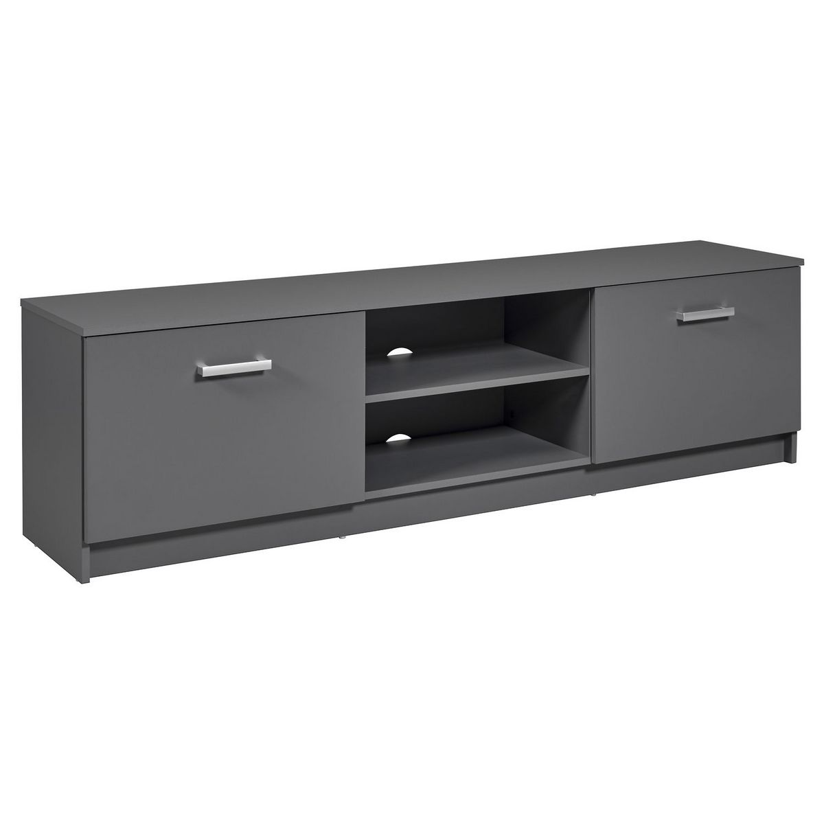 Meuble TV 2 portes 2 niches de rangement L180 cm ZIO