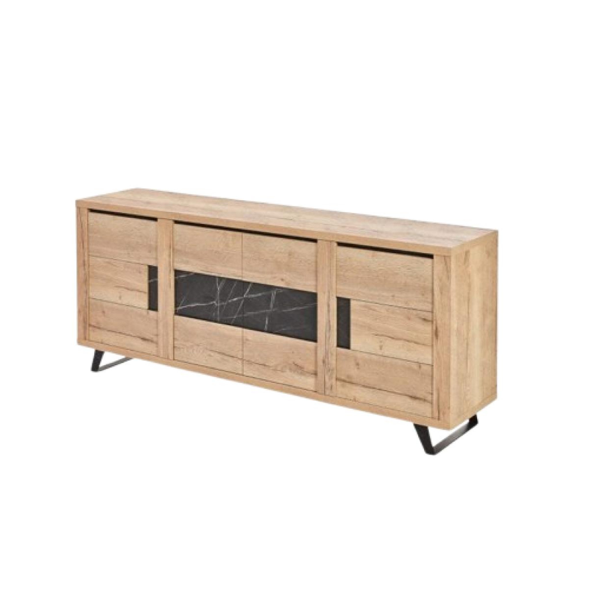 JLC KREATION Buffet contemporain effet bois et céramique 225cm HORACE