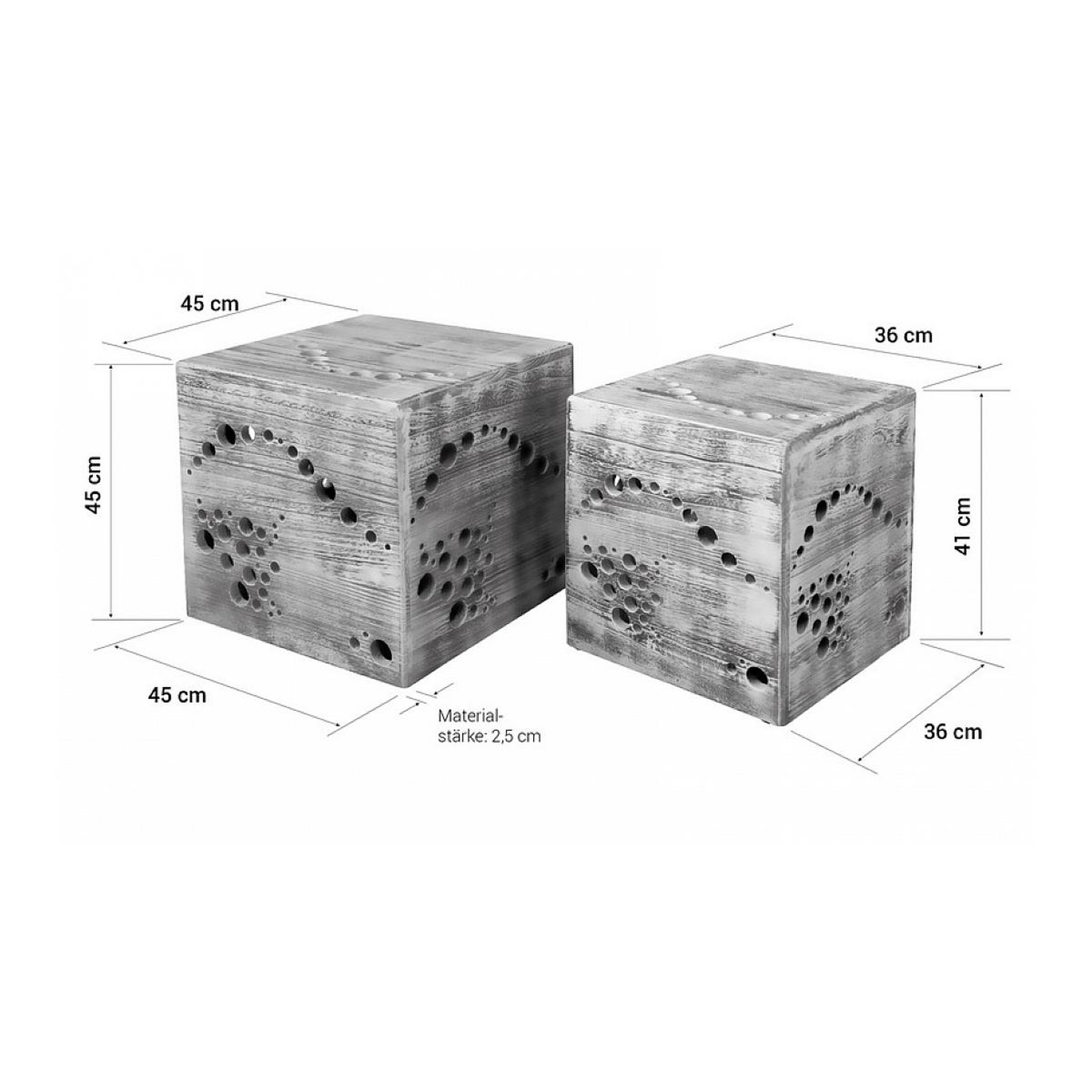 Voir la diapositive 2 : HomeStyle4U Tabouret table d'appoint set de 2 cubes en bois