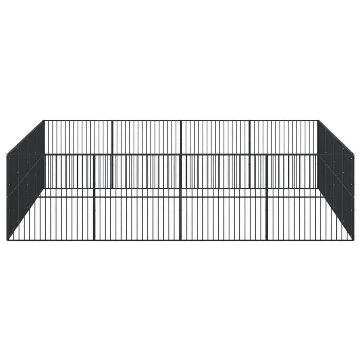 VIDAXL Parc pour chien 16 panneaux noir acier galvanise