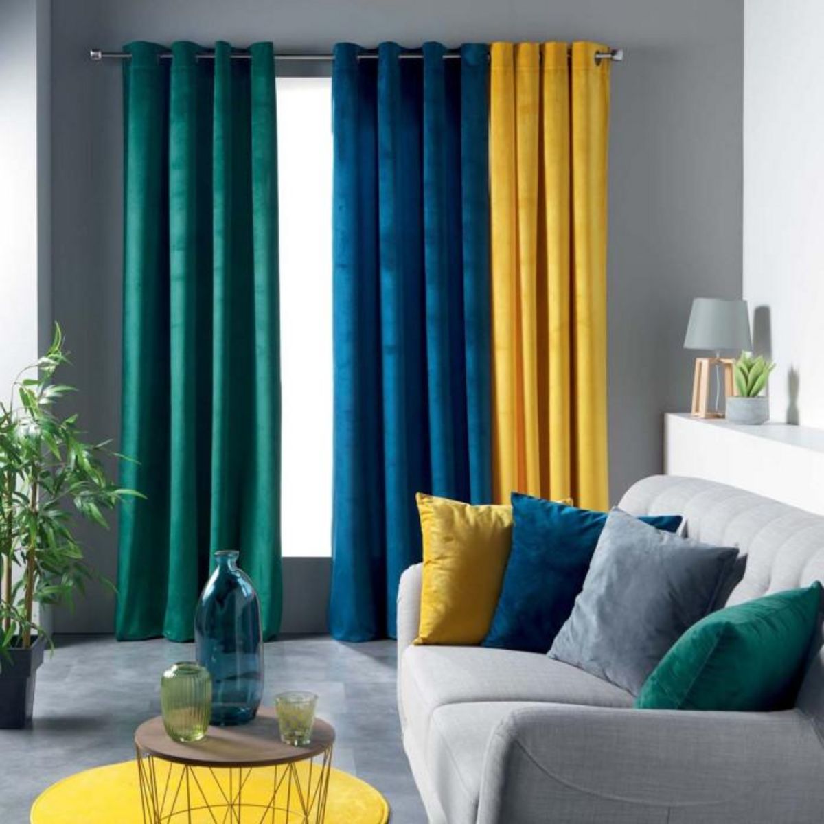 Paris Prix Rideau Velours à Oeillets  Veloutea  140x240cm Vert