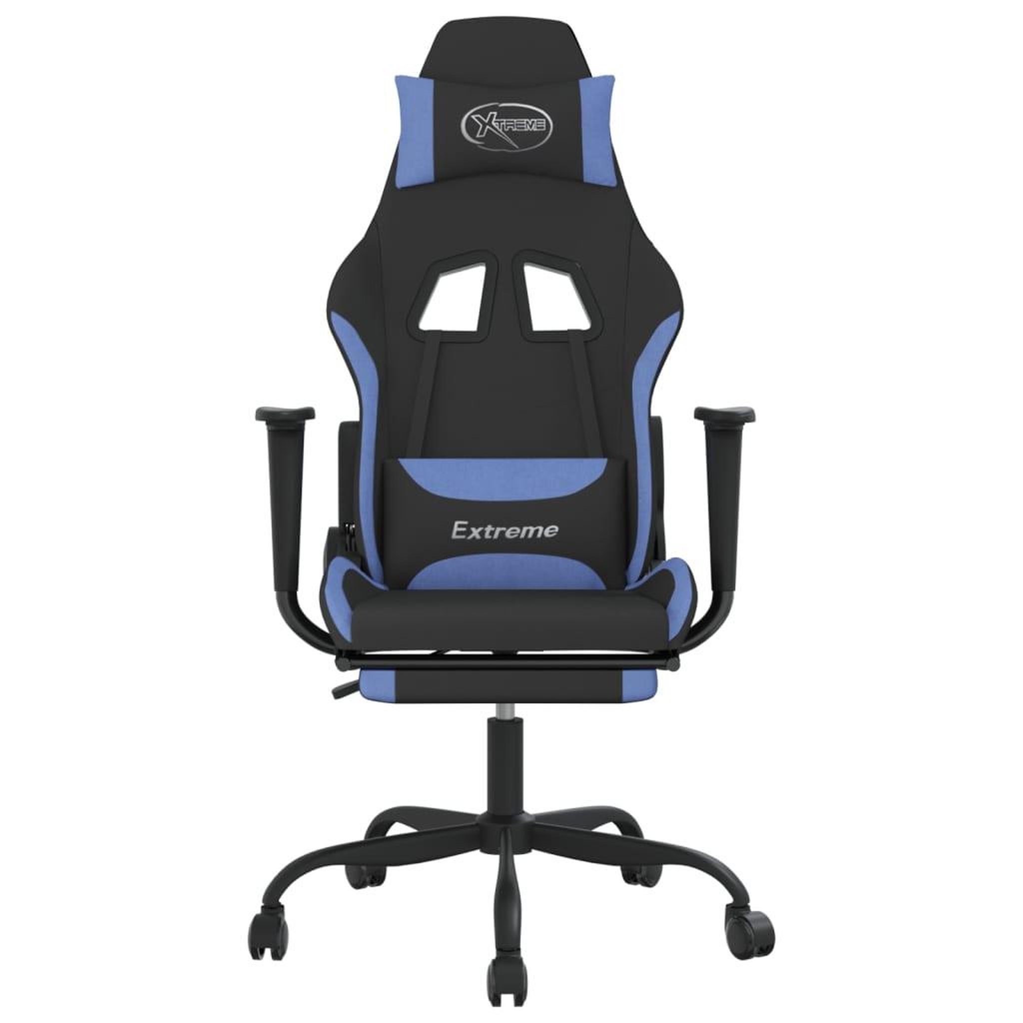 Voir la diapositive 3 : VIDAXL Chaise de jeu de massage avec repose-pied Noir et bleu Tissu