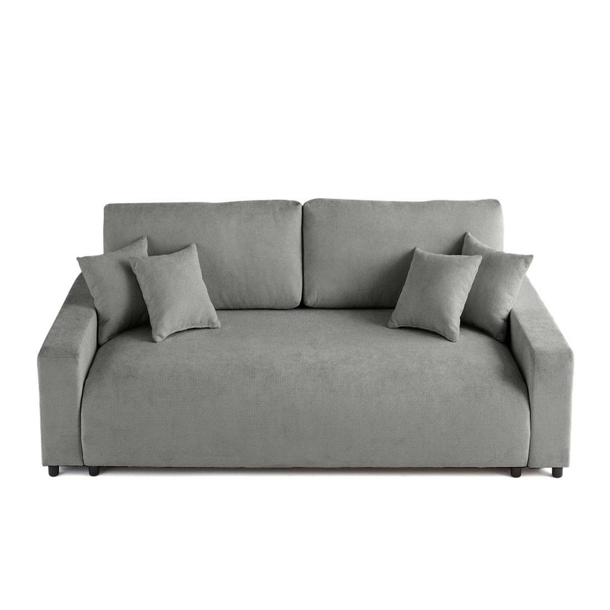 Voir la diapositive 1 : BEST MOBILIER Pivoine - canapé droit 3 places - convertible avec coffre - en velours texturé