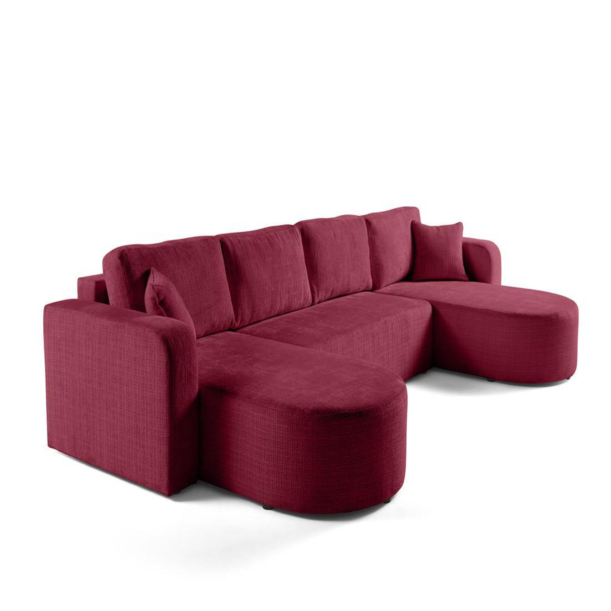 Voir la diapositive 2 : BEST MOBILIER Miro - canapé panoramique en u 7 places - convertible avec coffre - en velours texturé