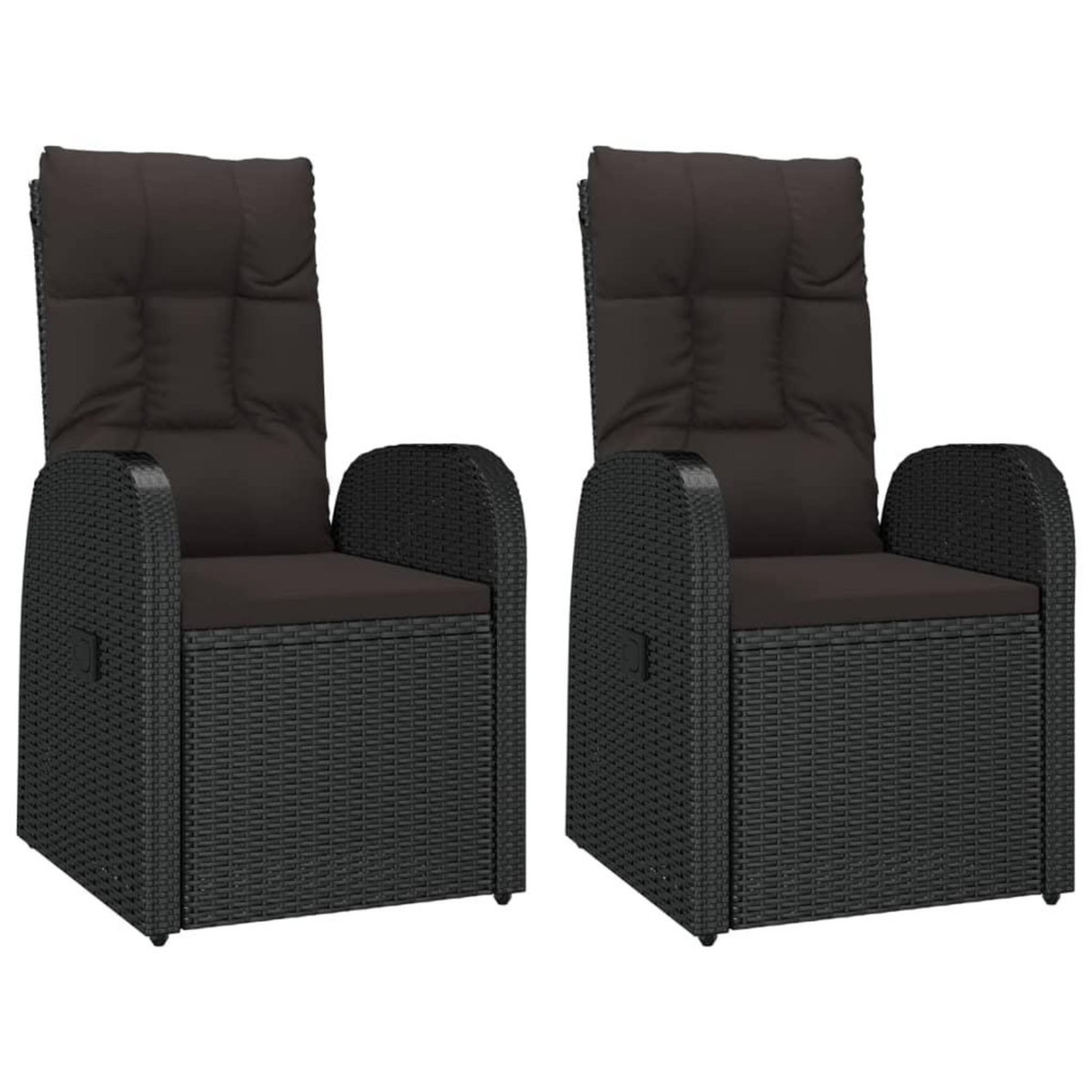 VIDAXL Ensemble de salon de jardin 3 pcs noir poly rotin et acacia