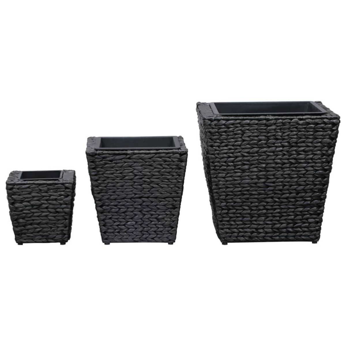 VIDAXL Lits sureleves 3 pcs Jacinthe d'eau Noir