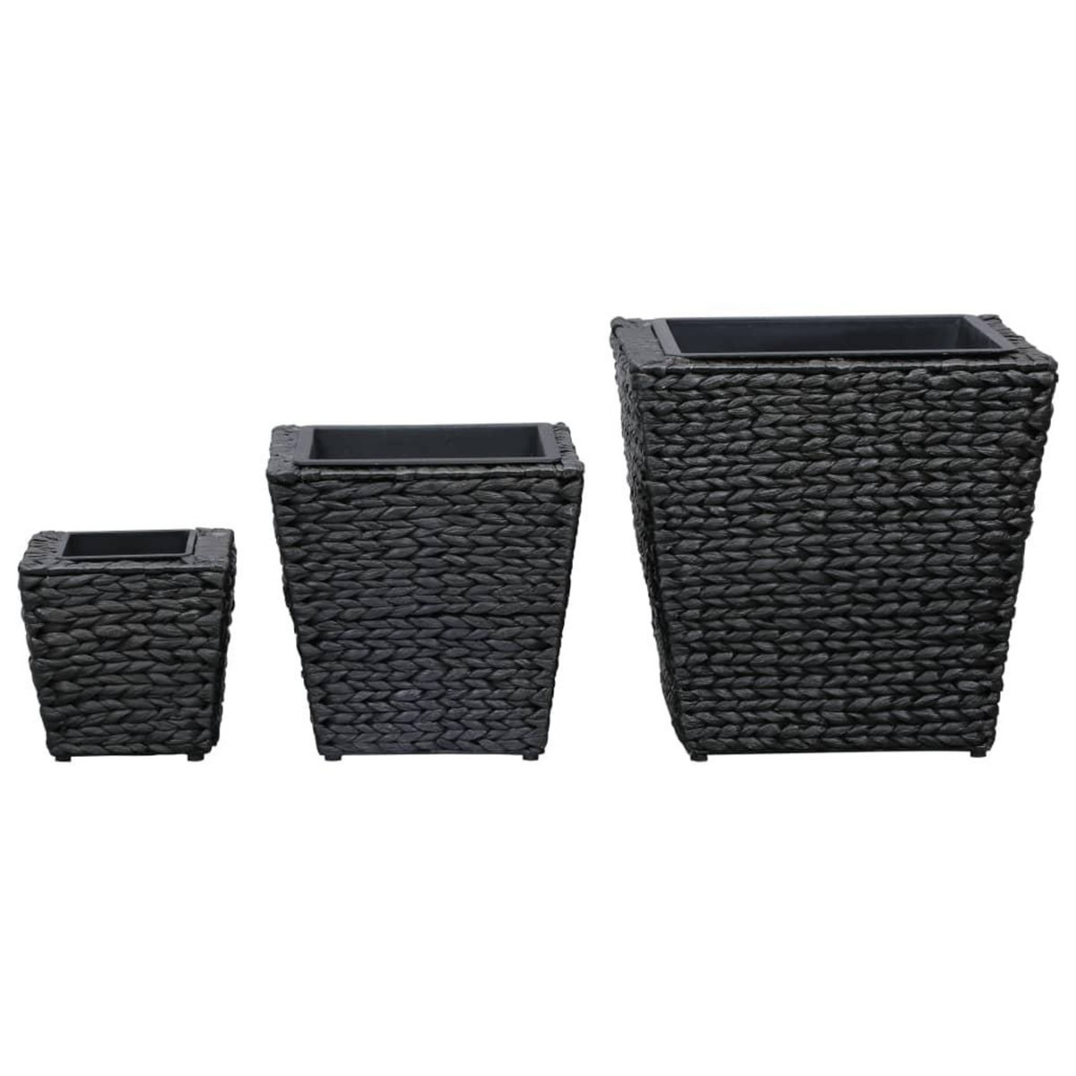 VIDAXL Lits sureleves 3 pcs Jacinthe d'eau Noir