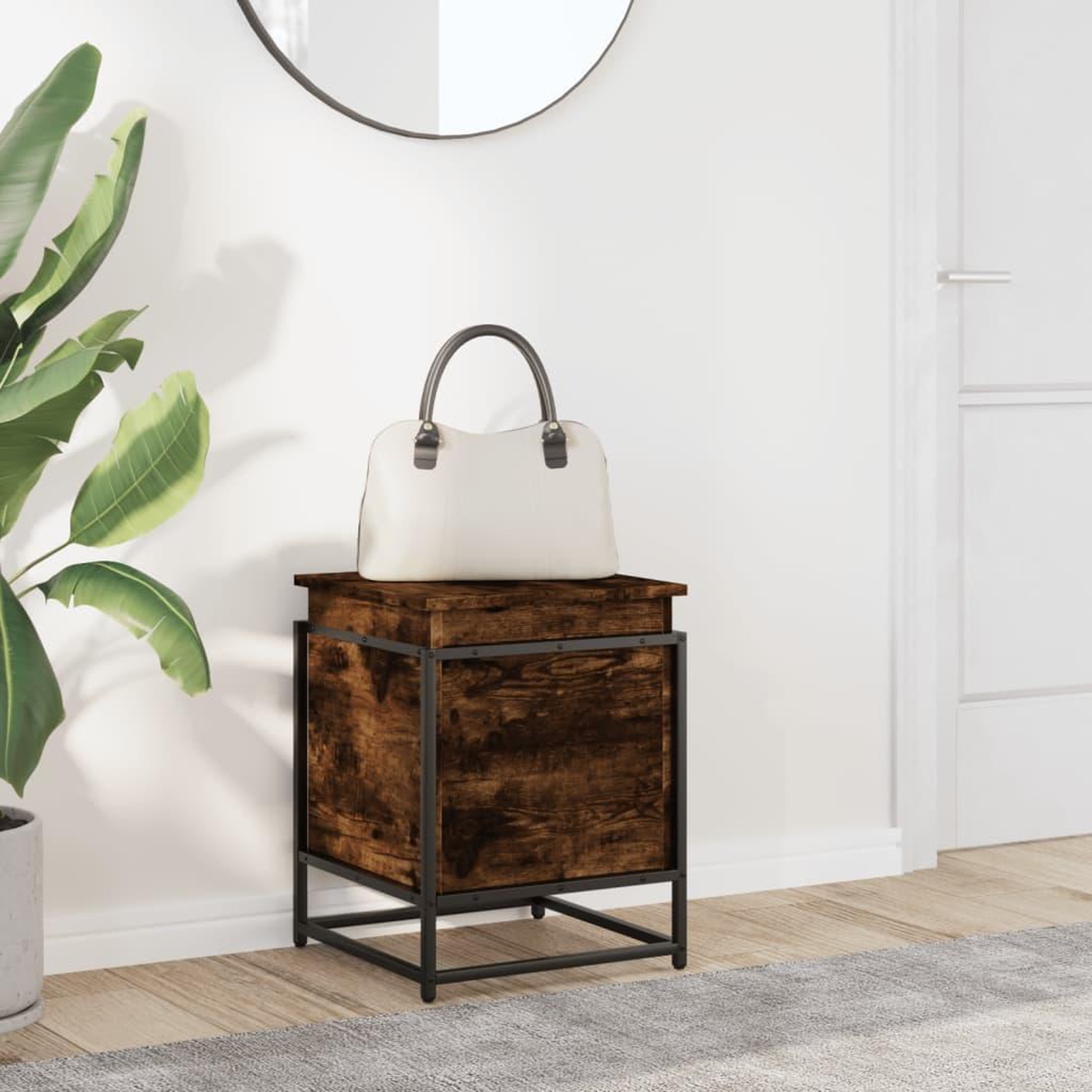 Voir la diapositive 3 : VIDAXL Boîte de rangement avec couvercle chene fume bois d'ingenierie