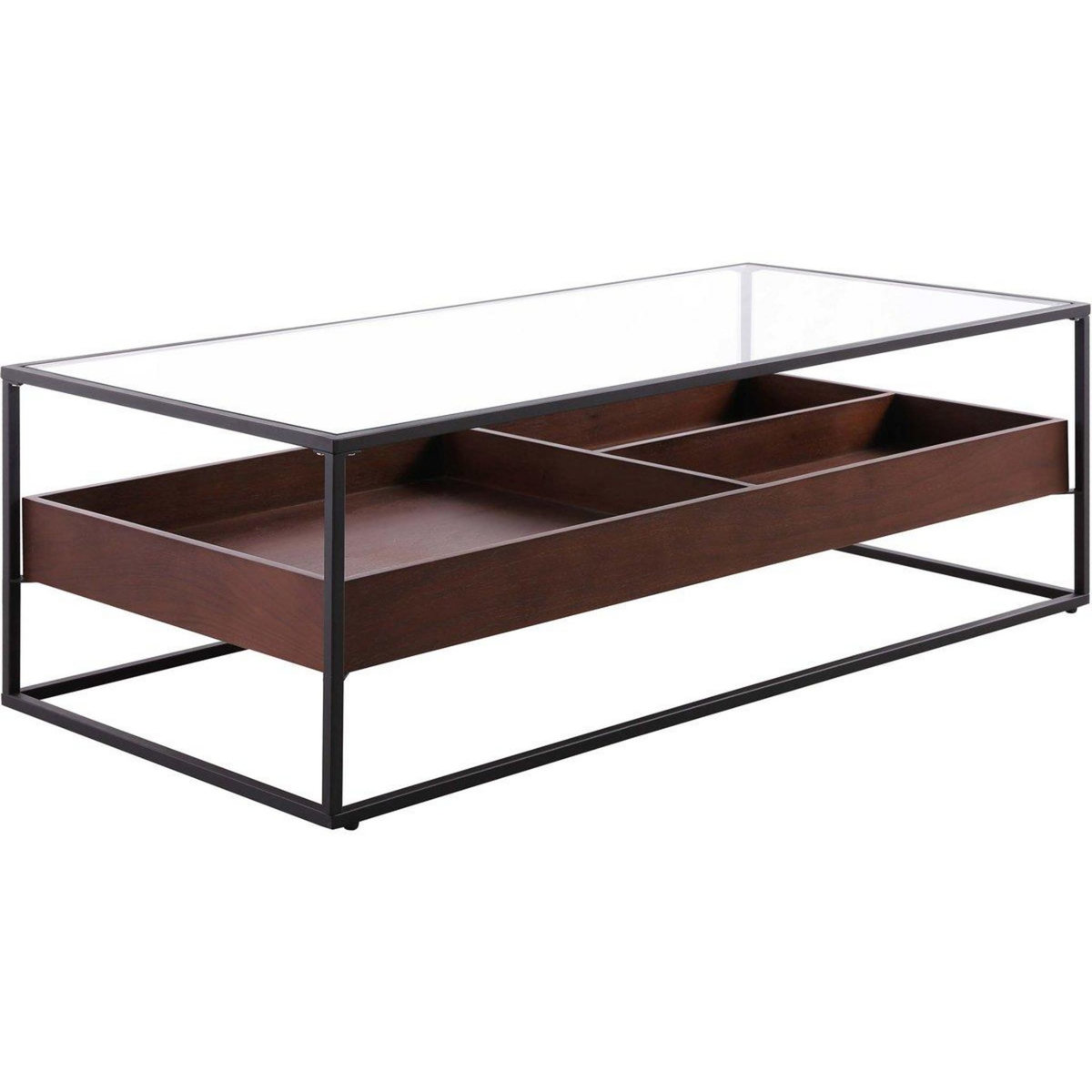 Habitat et Jardin Table basse  NEO  - 120 x 60 x 40 cm - Verre trempé / Bois naturel